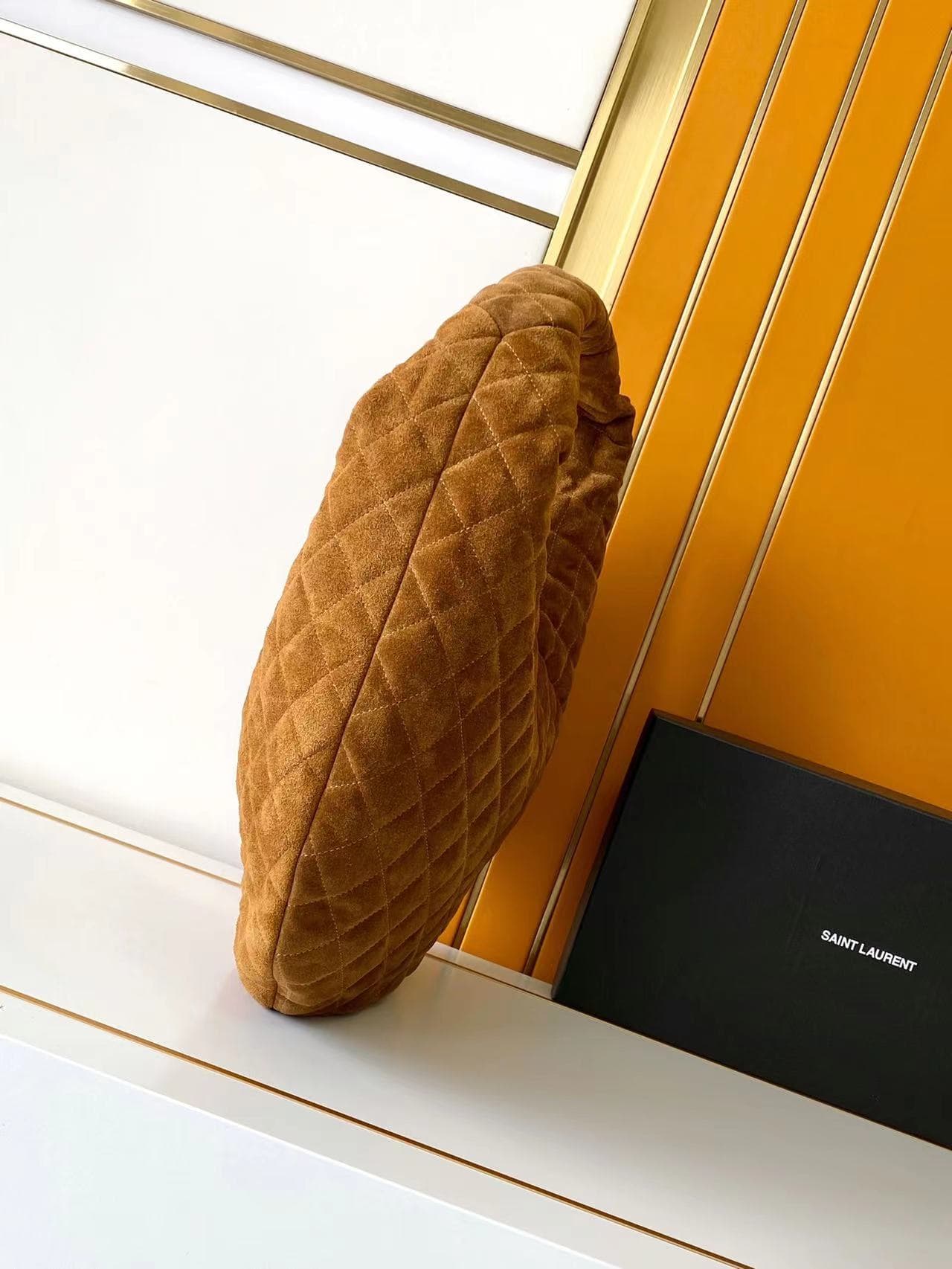 ICARE hobo in quilted suede CARAMEL COGNAC High