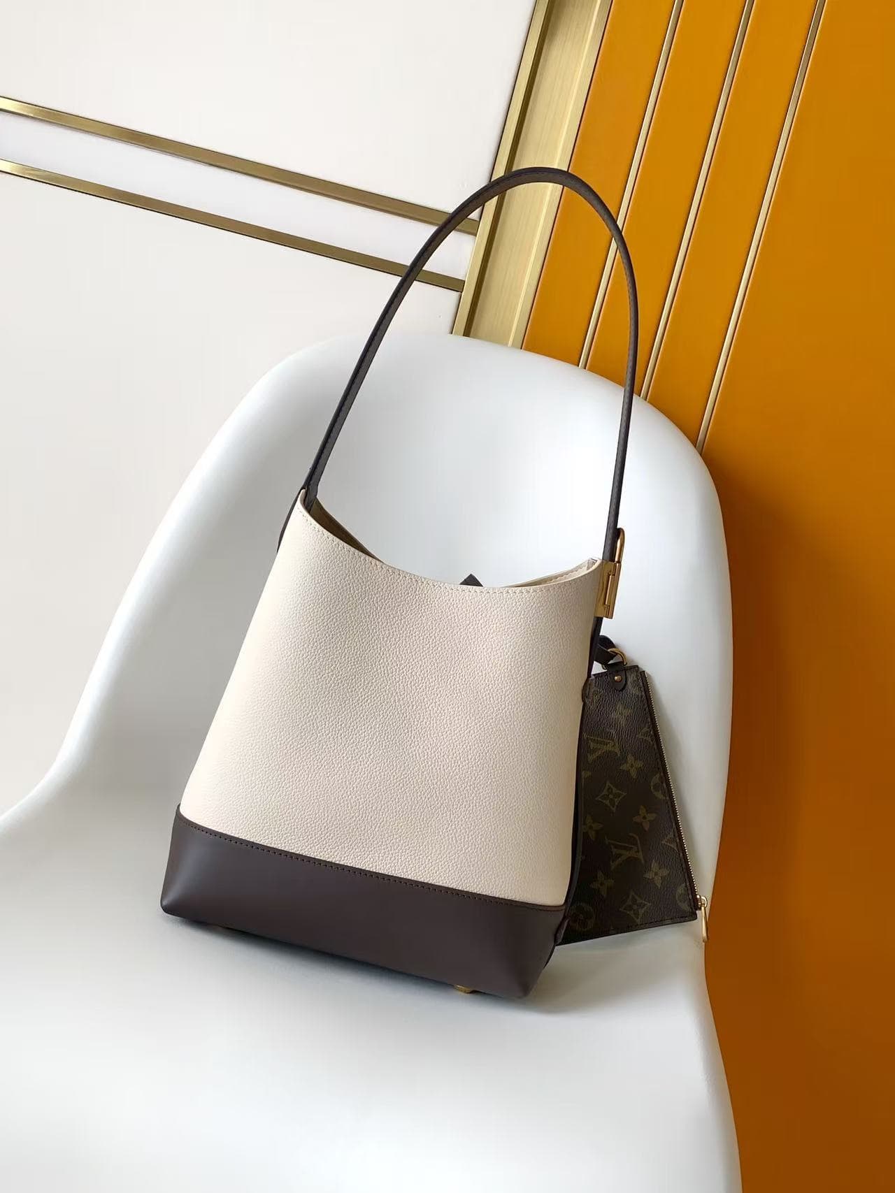 Louis Vuitton Low Key Hobo PM Bicolor Moonstone Brown Calfskin leather M29068 High