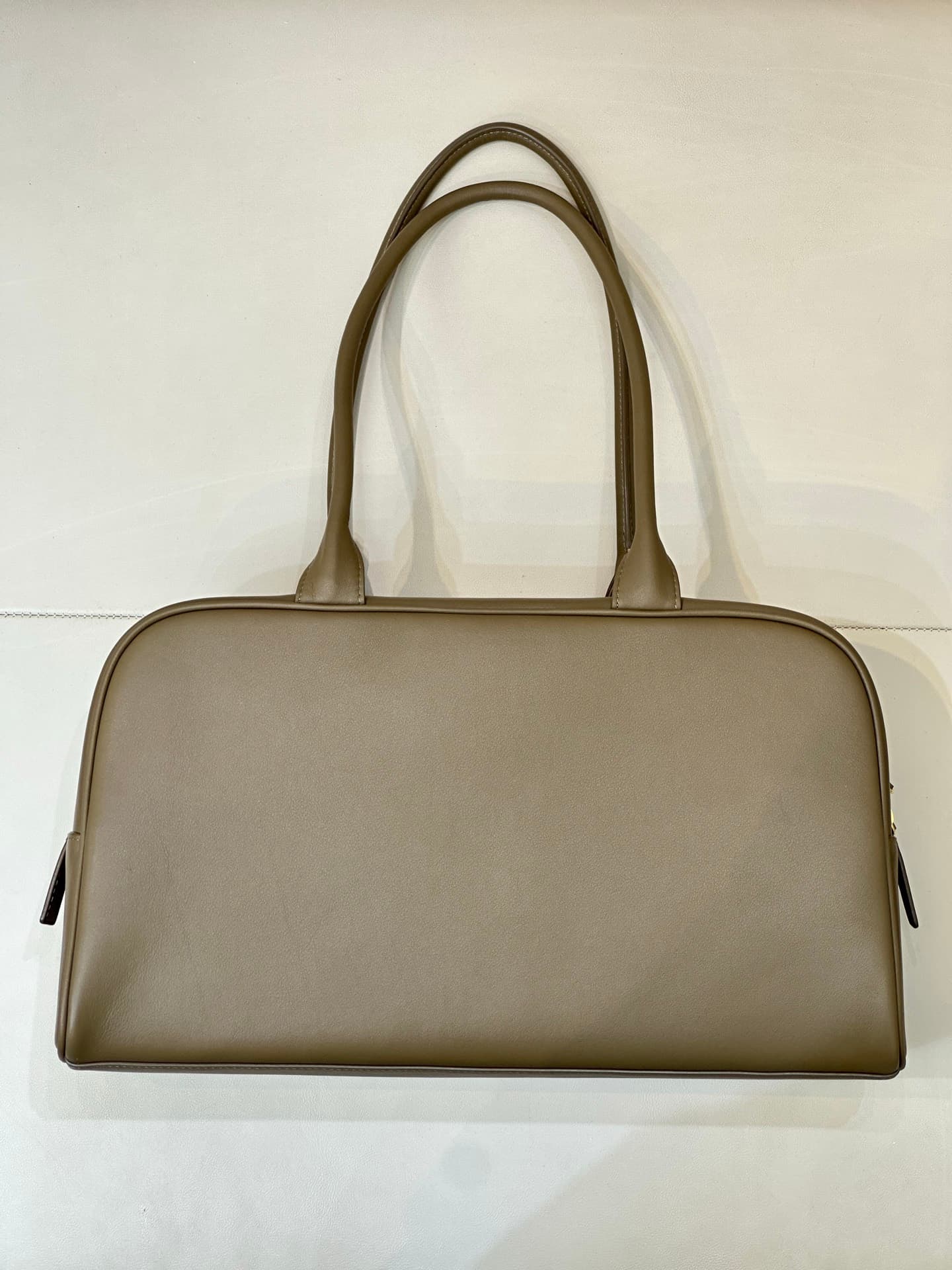 Chanel Large Bowling Bag Calfskin & Gold-Tone Metal Khaki Green AS6211 TOP