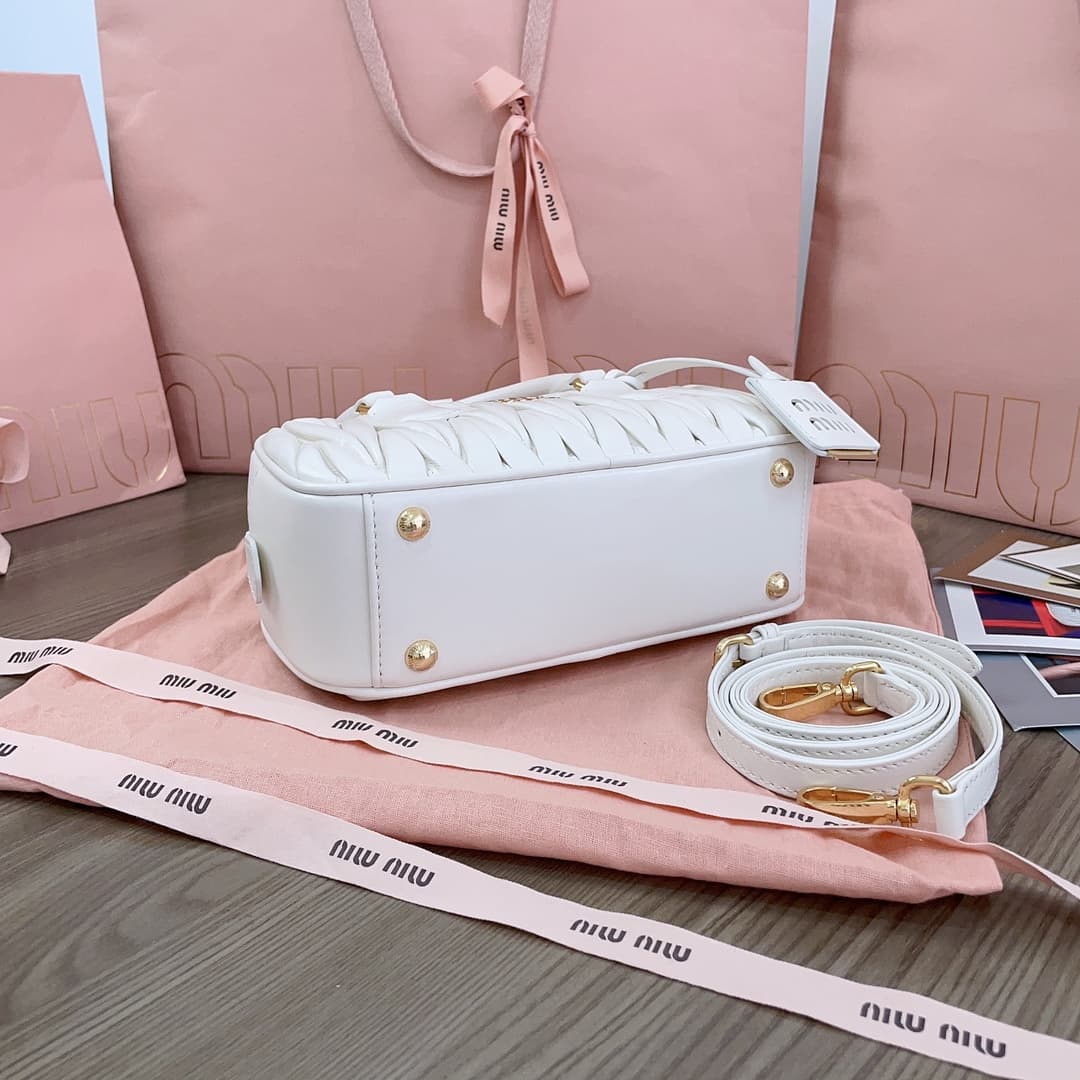 Miu Miu Arcadie matelassé nappa leather bag 5BB142 Cream High