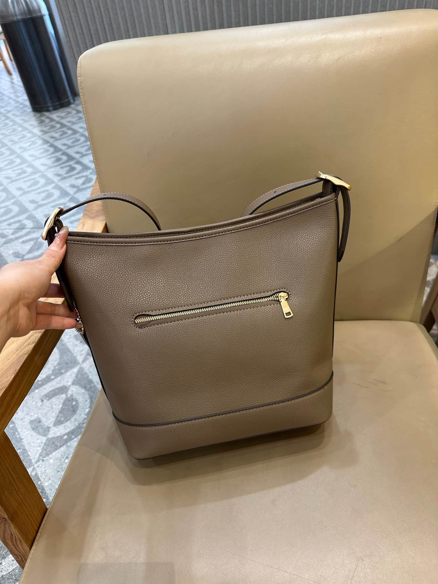 Coach Jude Duffle Bag in Grained Calfskin with Dark Stone Leather High