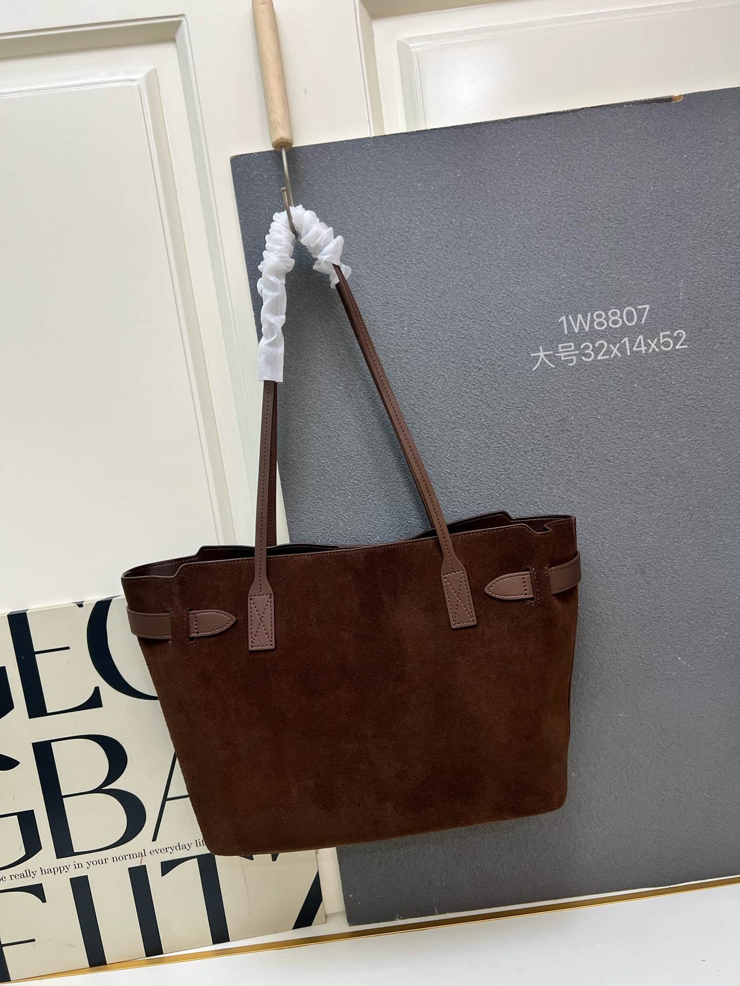 Balenciaga Bel Air Large Waxed Suede Tote Bag in brown gold hardware 1W8807 High