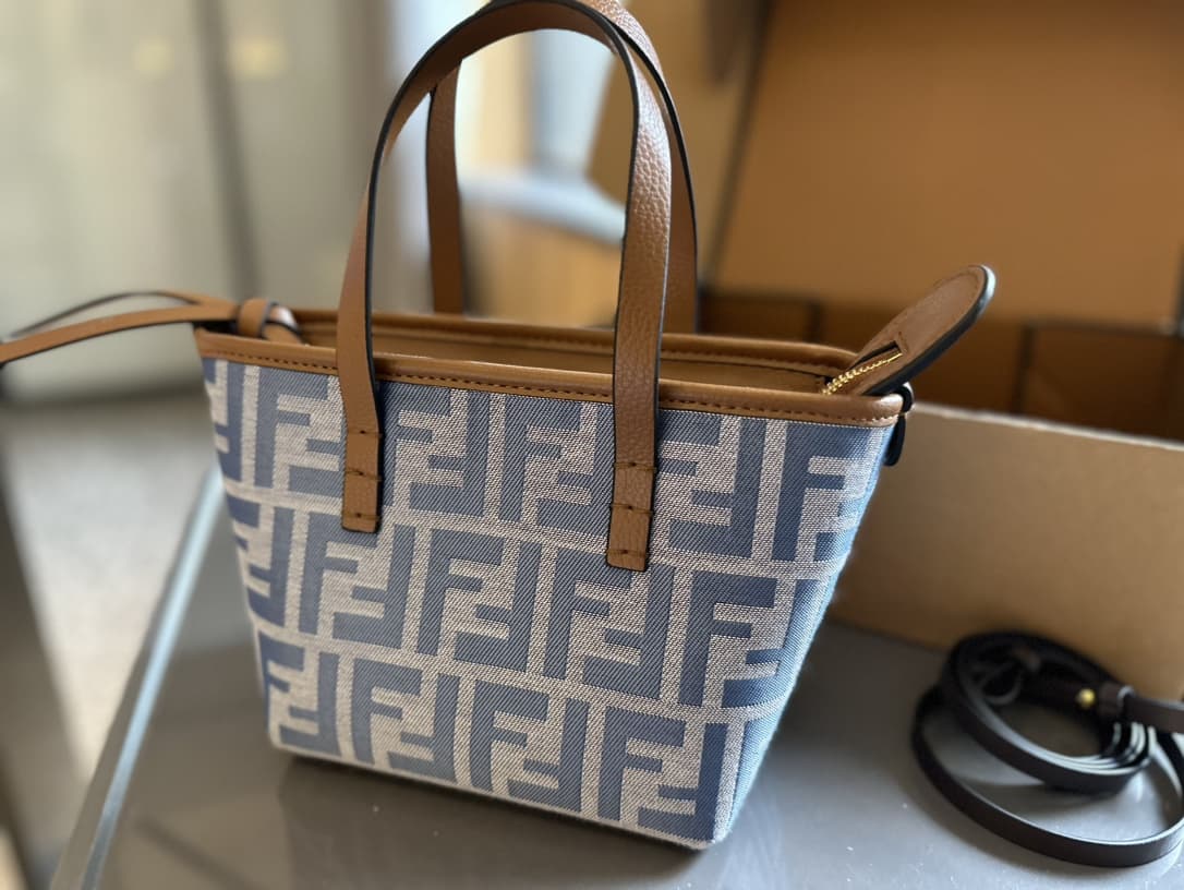 Fendi Mini Roll FF blue jacquard bag