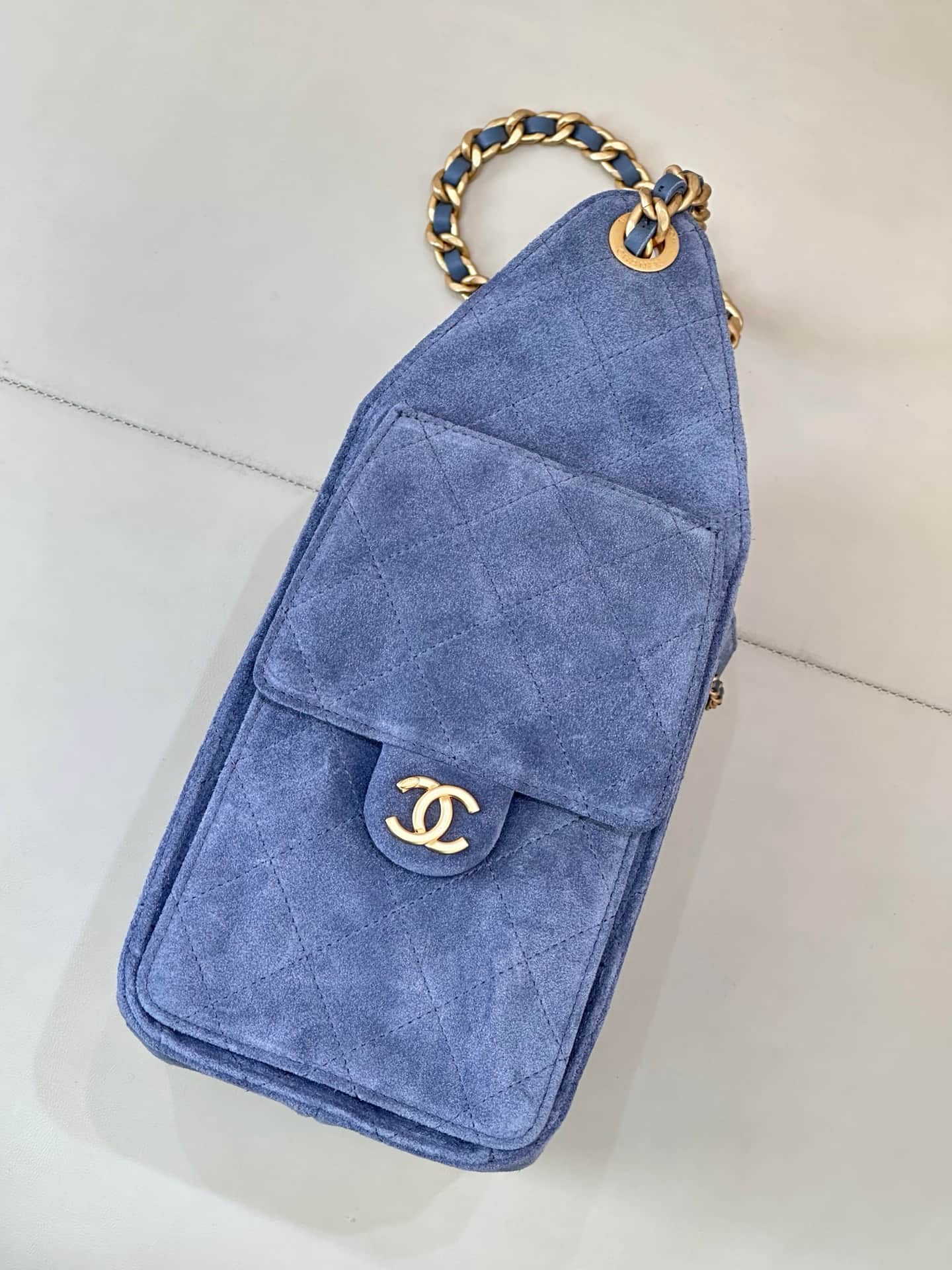 Chanel 25 Small Hobo handbag AS5293 Suede&Gold-tone Metal Blue TOP
