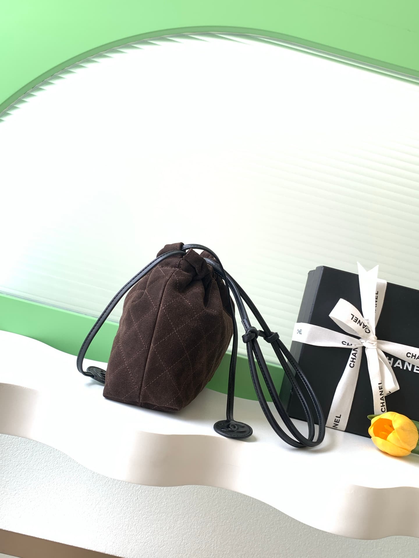 Chanel Clutch with Leather Strap Suede Calfskin & Gold-tone Metal AP5227 Brown A