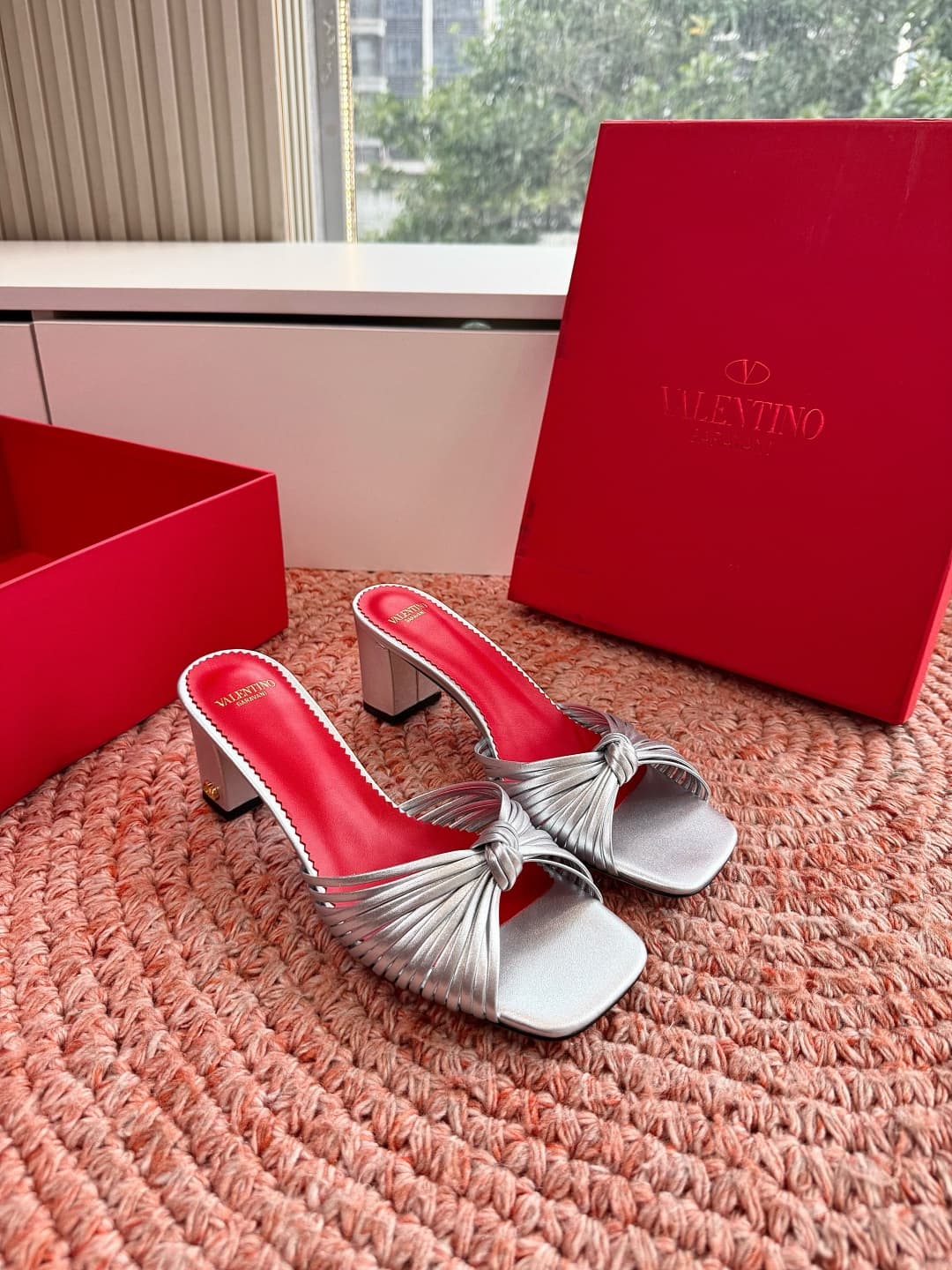 Valentino Garavani Annet Metallic Leather Sandal Shoes Women