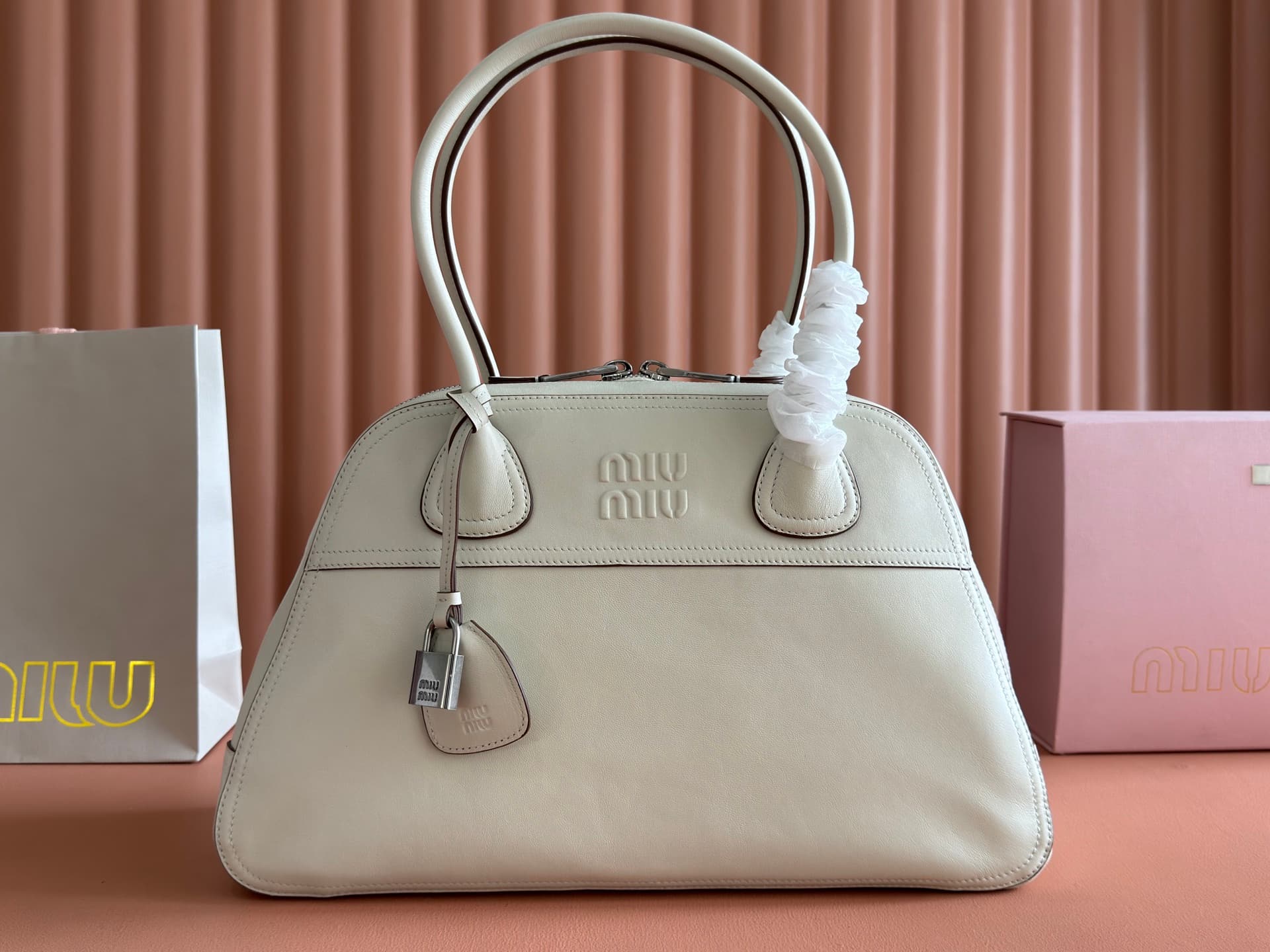 Miu Miu Vivant nappa leather bag Chalk White 5BB196 TOP