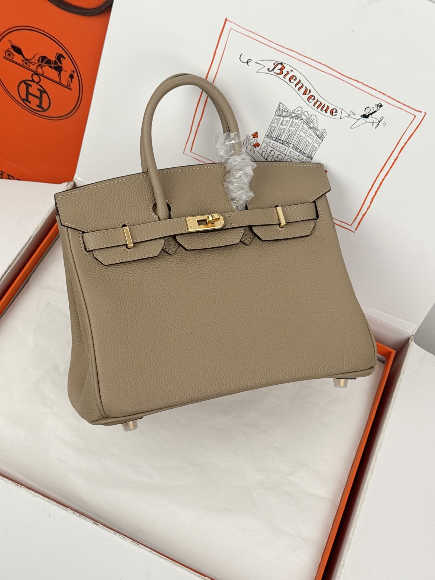 Hermes Birkin 25/30 Bag Togo Calfskin Leather Trench High