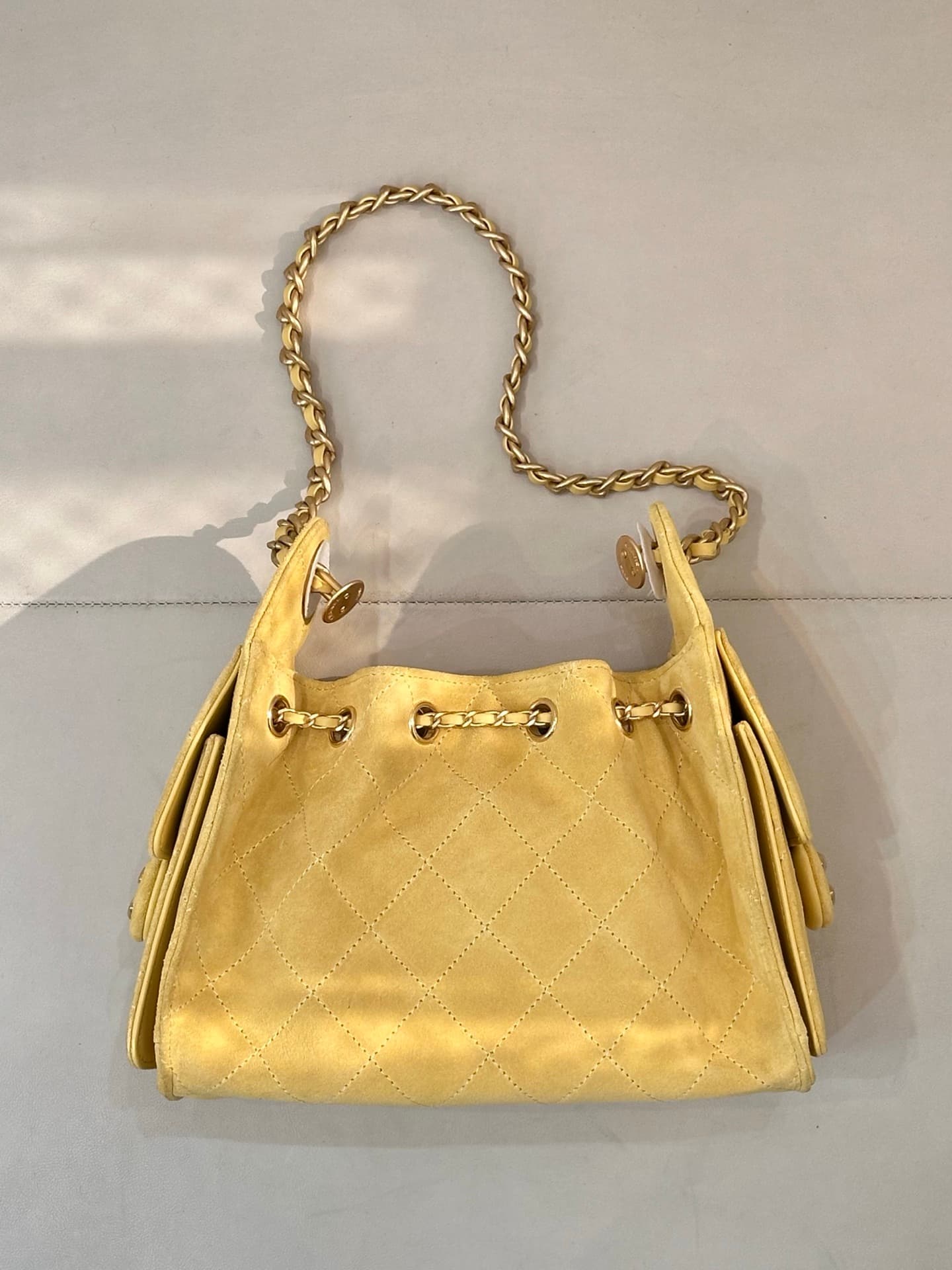 CHANEL 25 Mini Handbag AS5631 Suede &Gold-tone Metal Yellow TOP