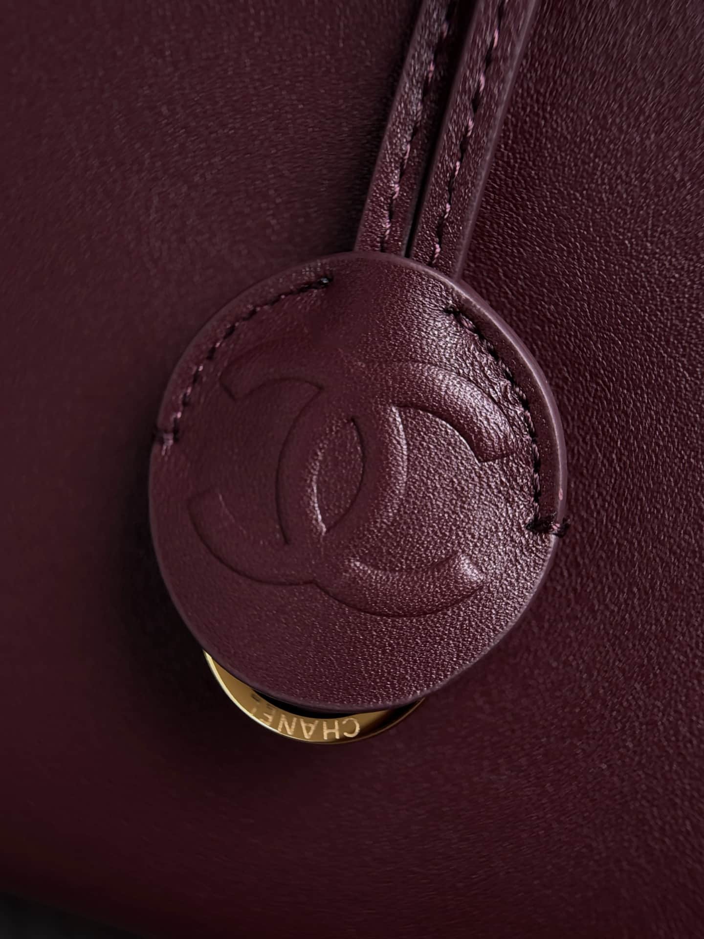 Chanel Large Bowling Bag Calfskin & Gold-Tone Metal Burgundy AS6580 High