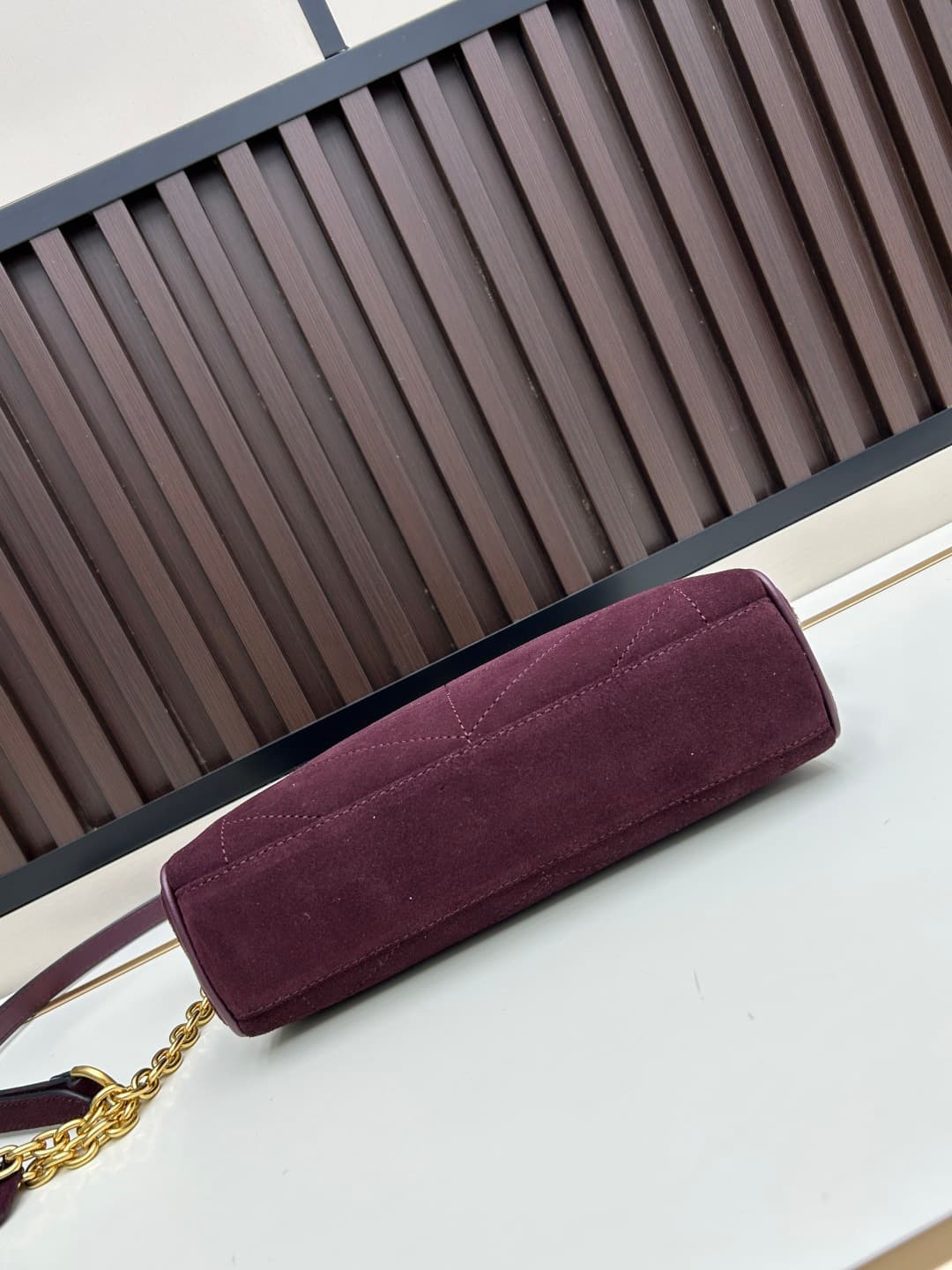 Valentino VLogo Garavani Panthea Shoulder Bag Burgundy Suede Mid