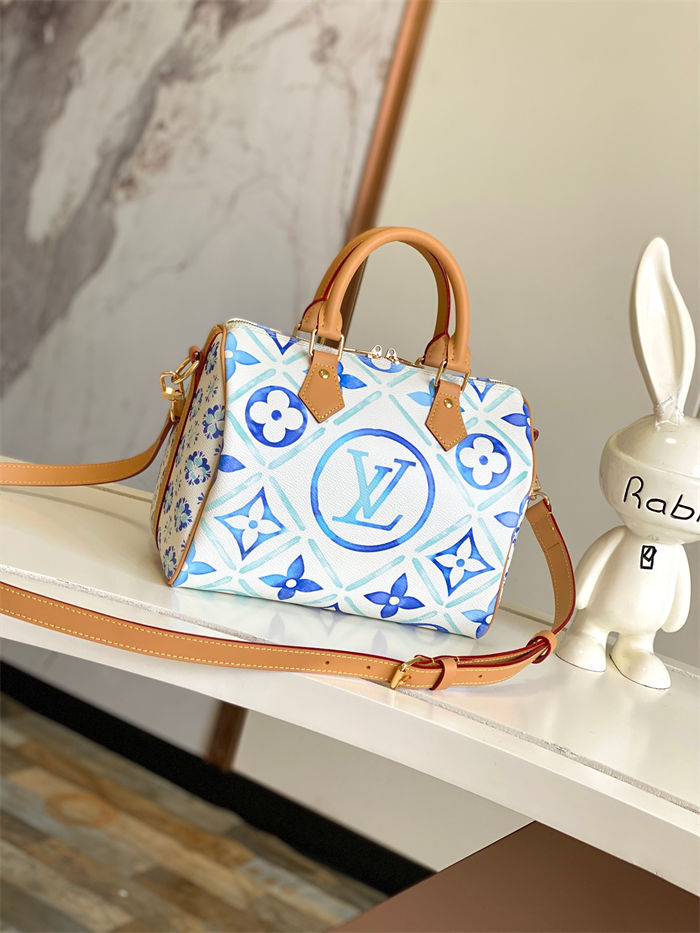 Louis Vuitton Speedy Bandouliere 25 Bag Monogram Tiles coated canvas Lagoon Blue M11264 High
