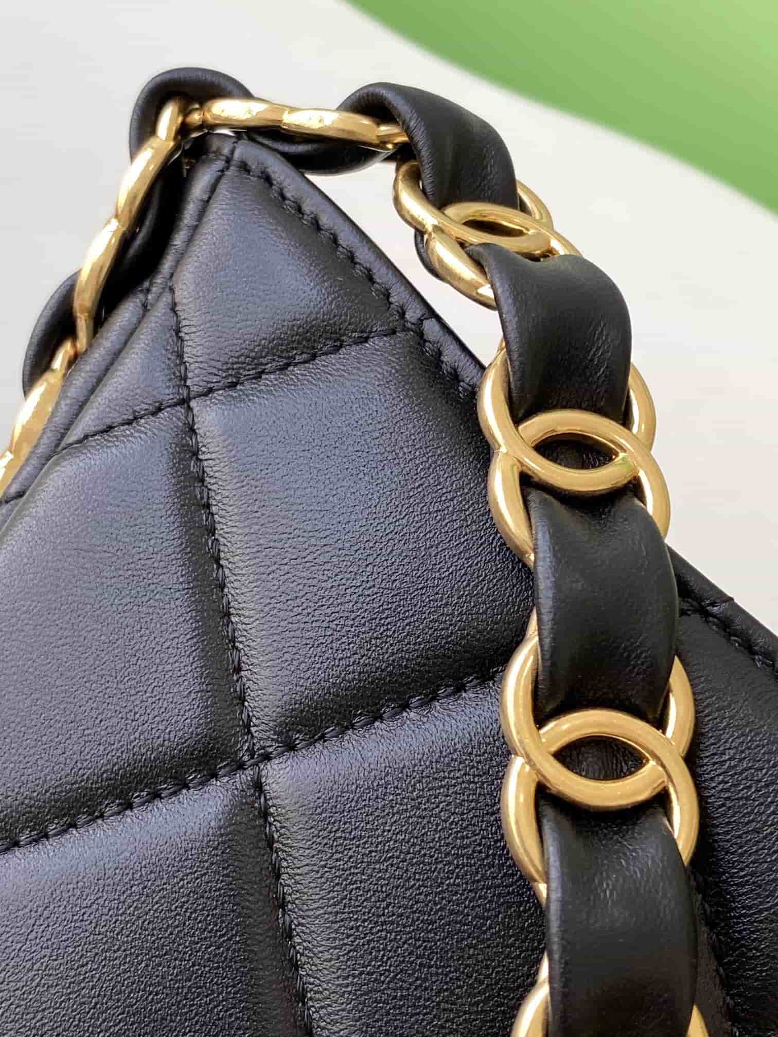 Chanel HOBO HANDBAG AS5177 Lambskin & Gold-Tone Metal Black A