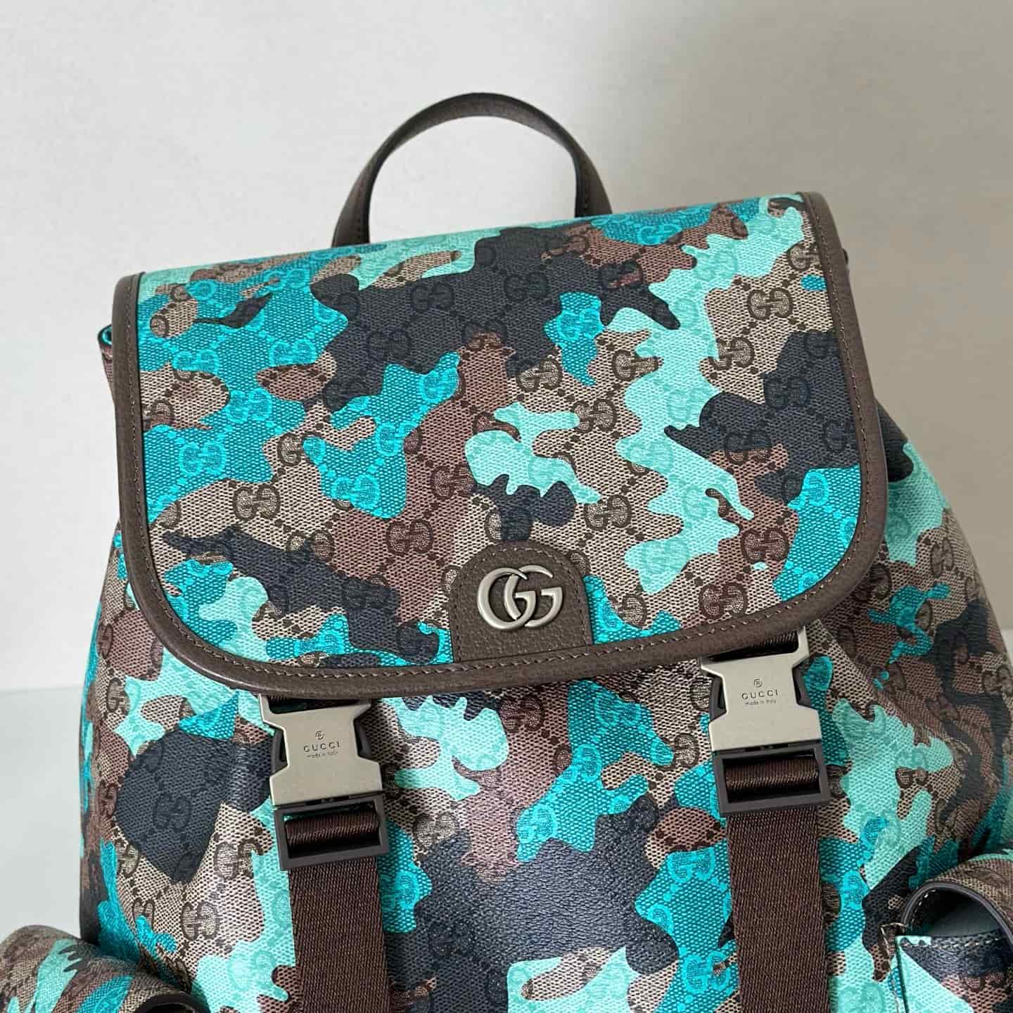 Gucci Ophidia Large Backpack Blue Camouflage 839110 High