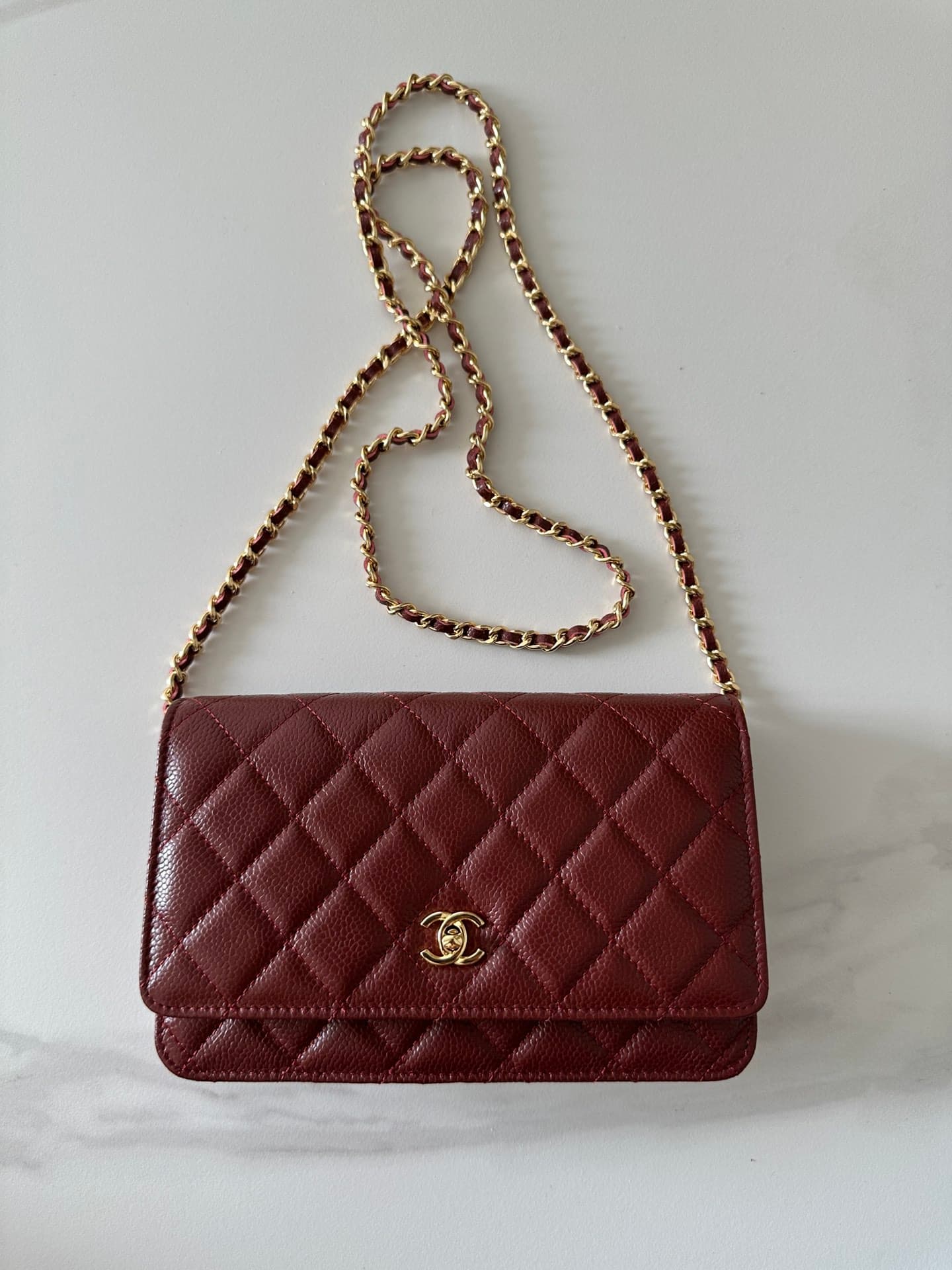 Chanel Classic Wallet on Chain Grained Shiny Calfskin & Gold-Tone Metal AP4241 Dark Brown High