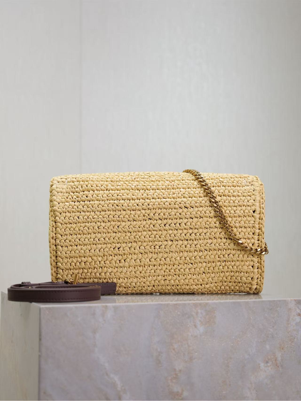 Saint Laurent Kate 99 Raffia Shoulder Bag