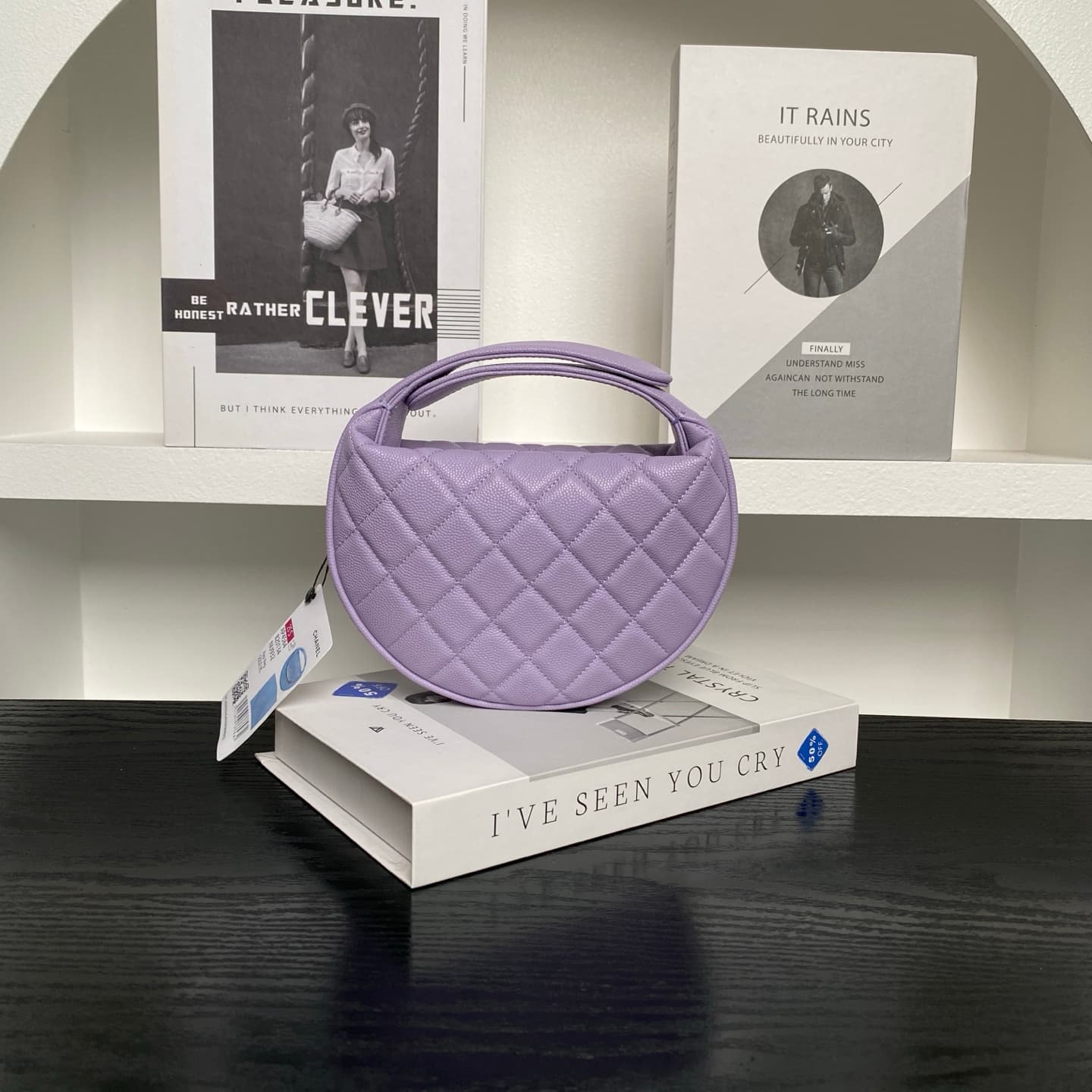 Chanel mini round hobo pouch bag AP4584 Grained Calfskin & gold-tone metal light purple high