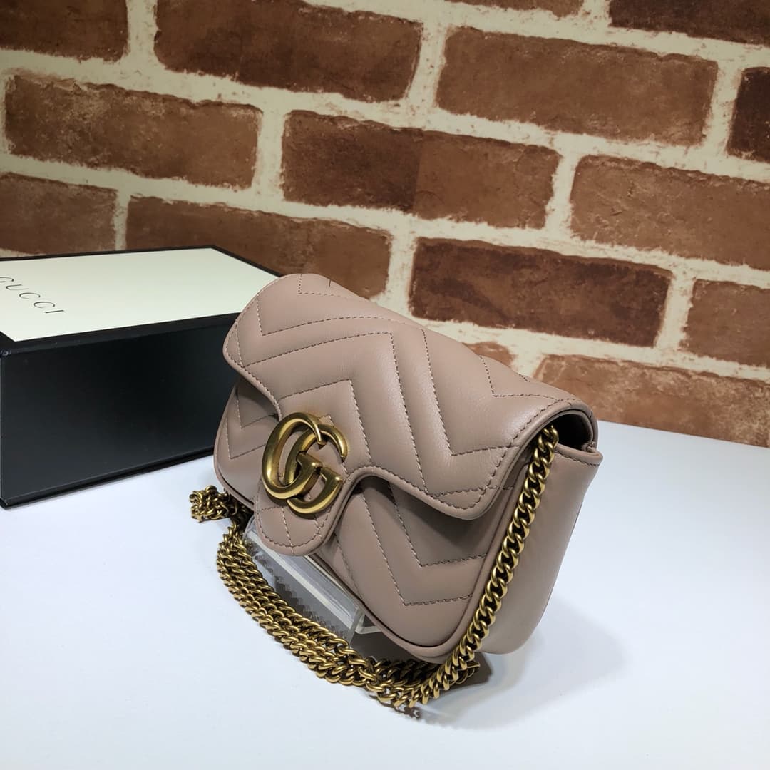 GG MARMONT MATELASSÉ SUPER MINI BAG 476433 Nude High