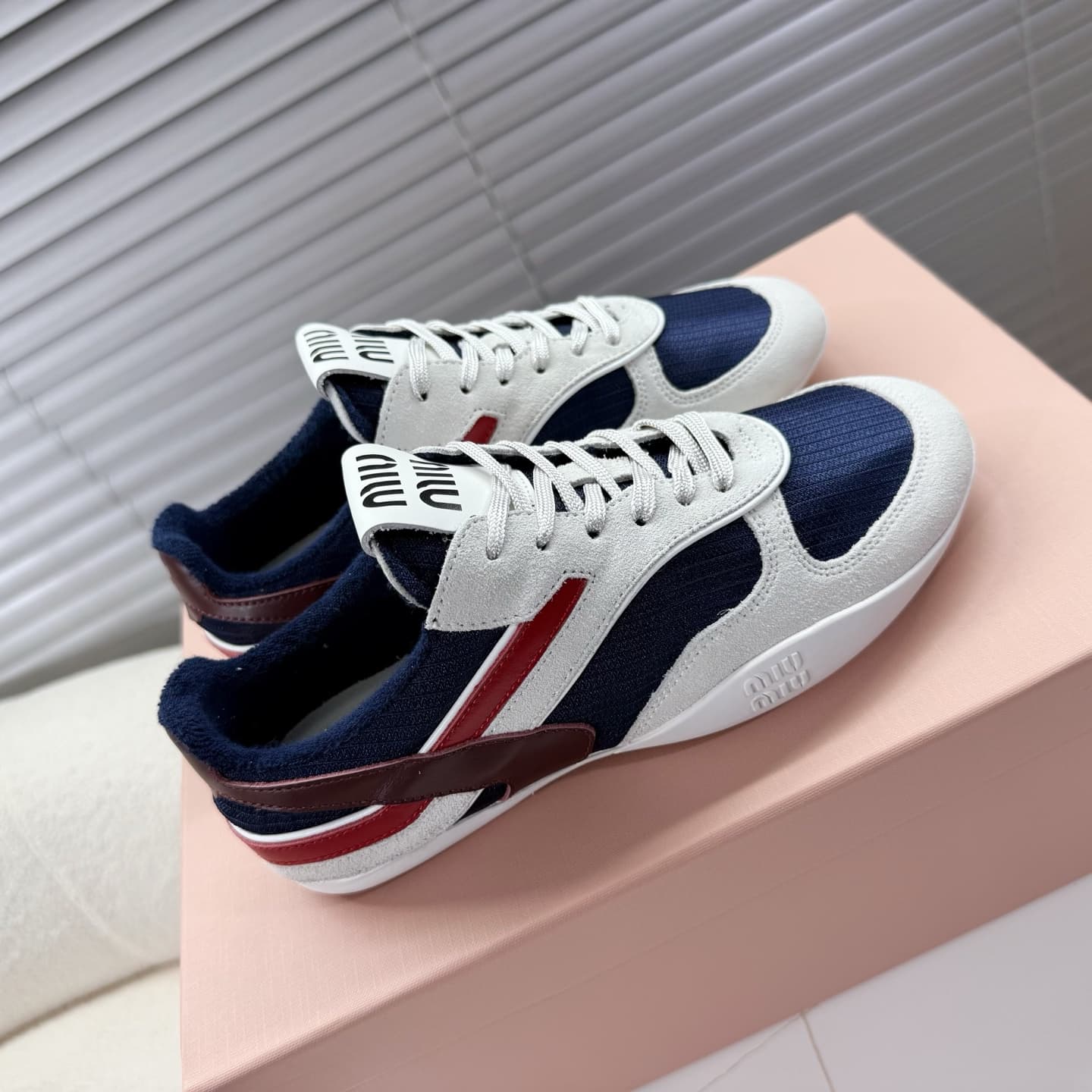 Miu Miu amaranth Gymnasium Technical Fabric And Suede Sneaker shoes Men Women