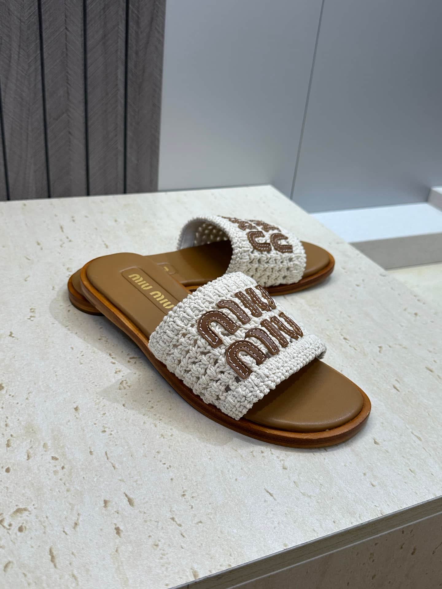 Miu Miu Crochet Slide Sandal Shoes Women