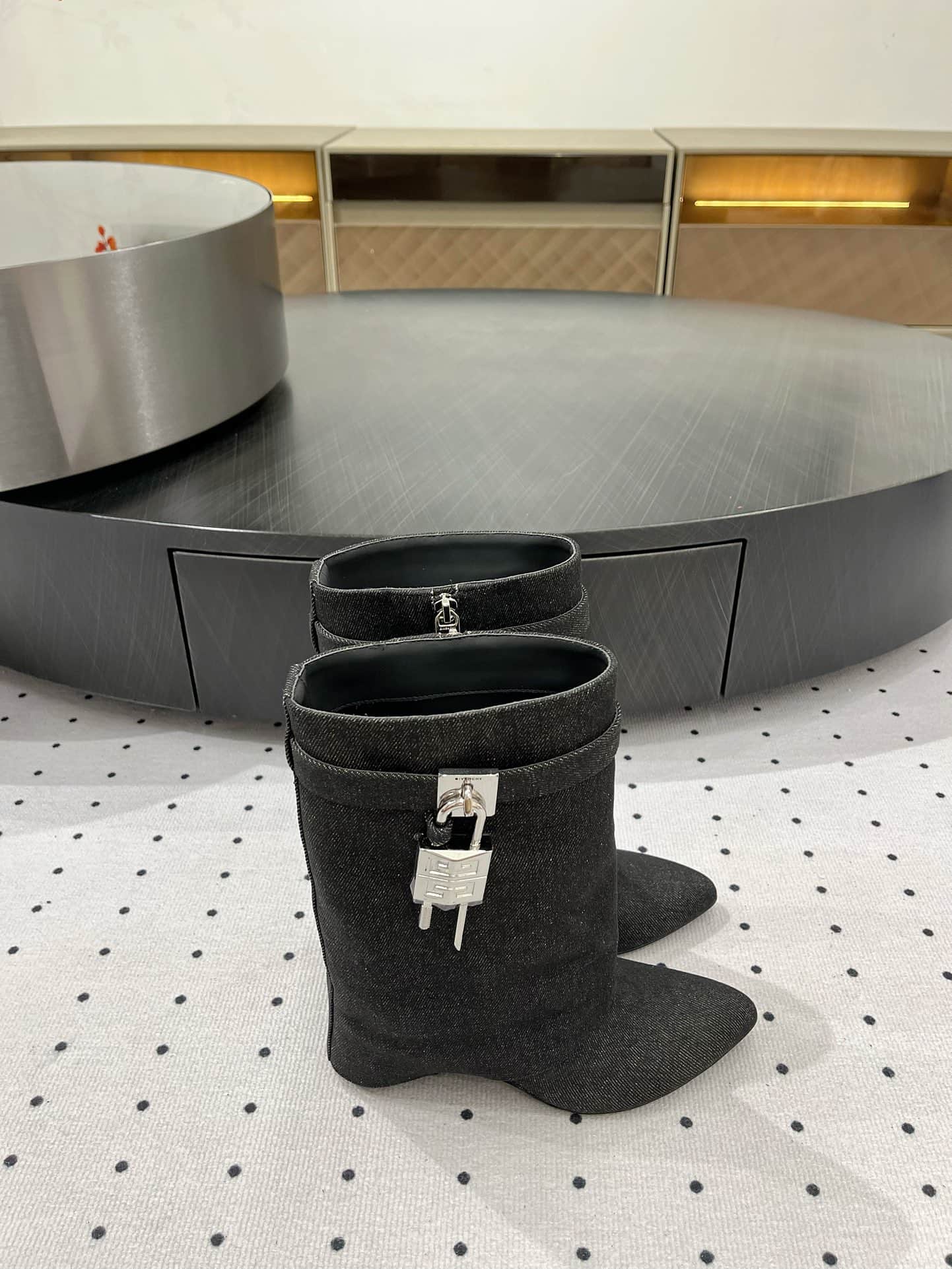 Givenchy Calfskin Shark Lock Ankle Boots Shoes Women