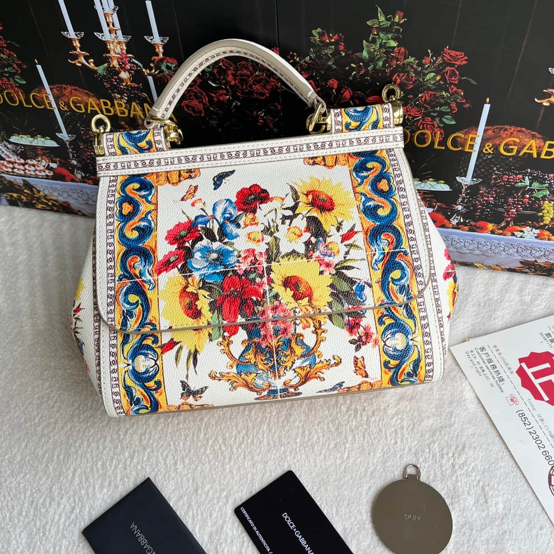 Dolce & Gabbana Miss Sicily top handle bag with multicolor print leather High
