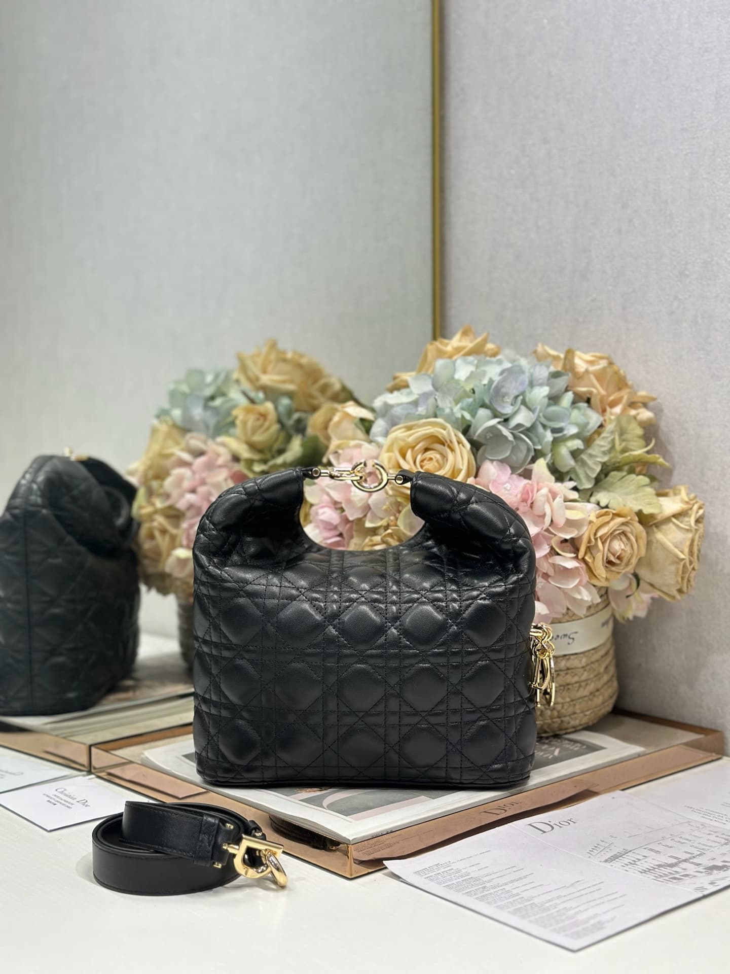 Dior Macrocannage Calfskin Handbag Black High