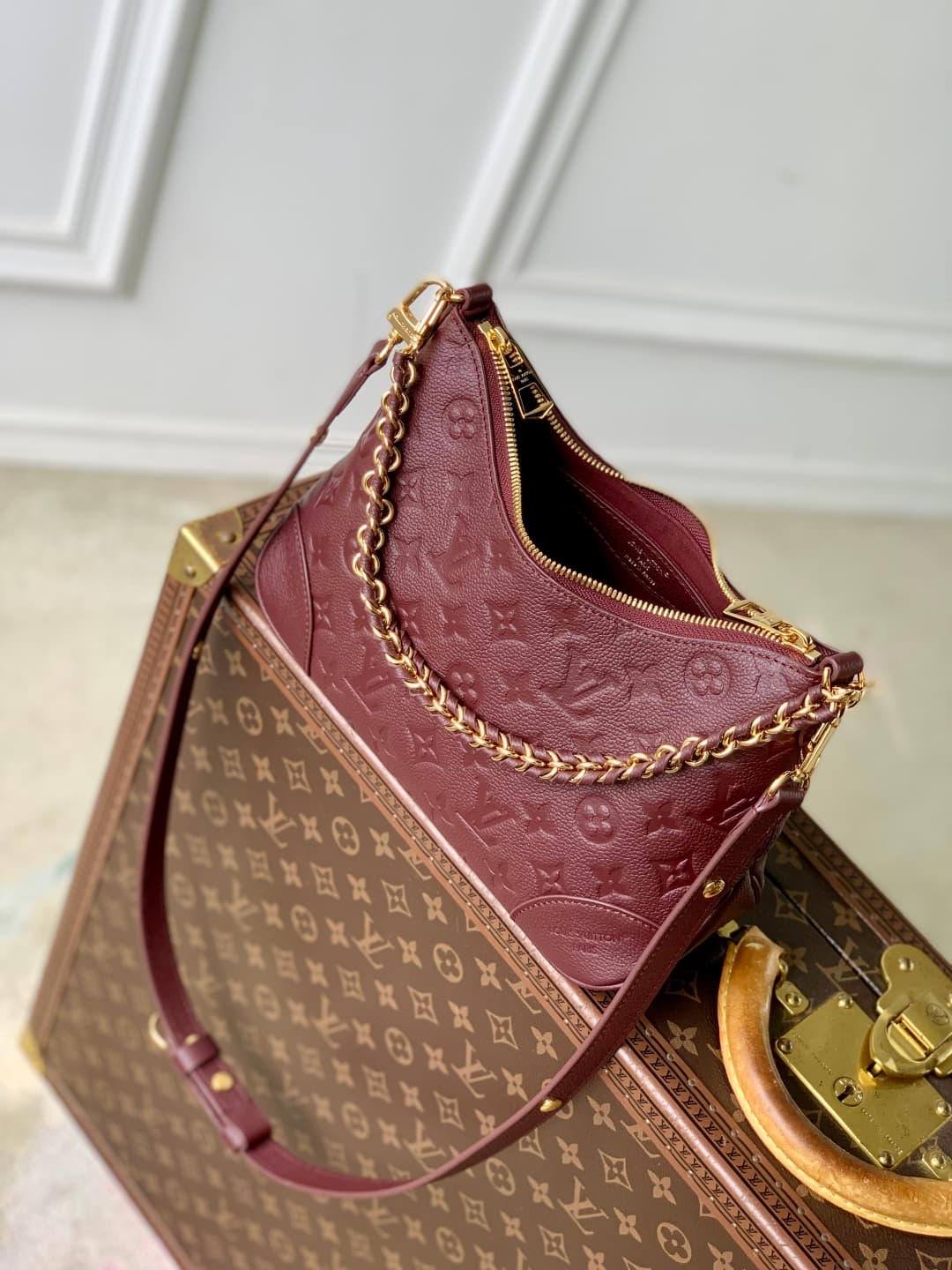 Louis Vuitton Boulogne PM Monogram Empreinte Leather M12930 Wine Red High