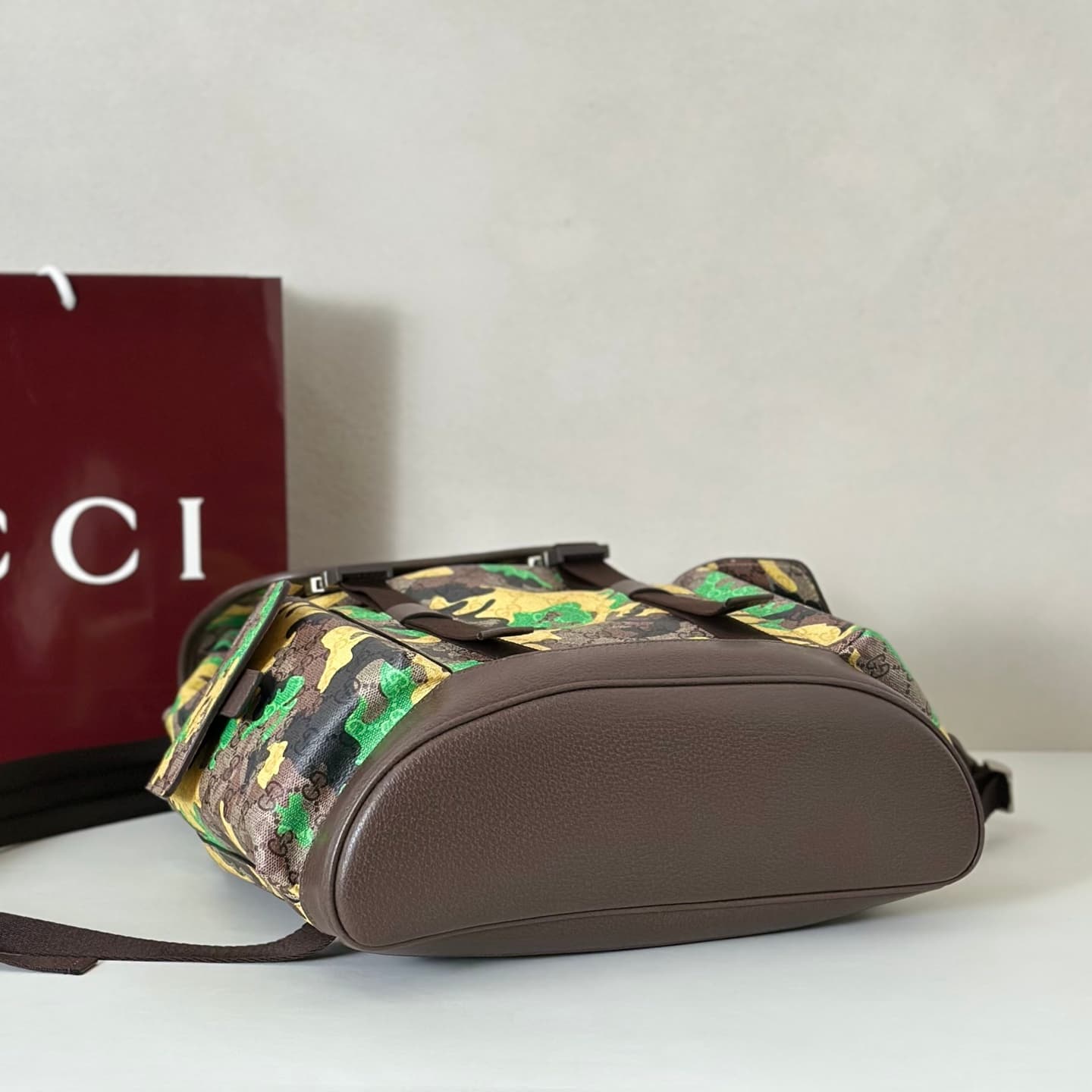 Gucci Ophidia Large Backpack Yellow Camouflage 839110 High