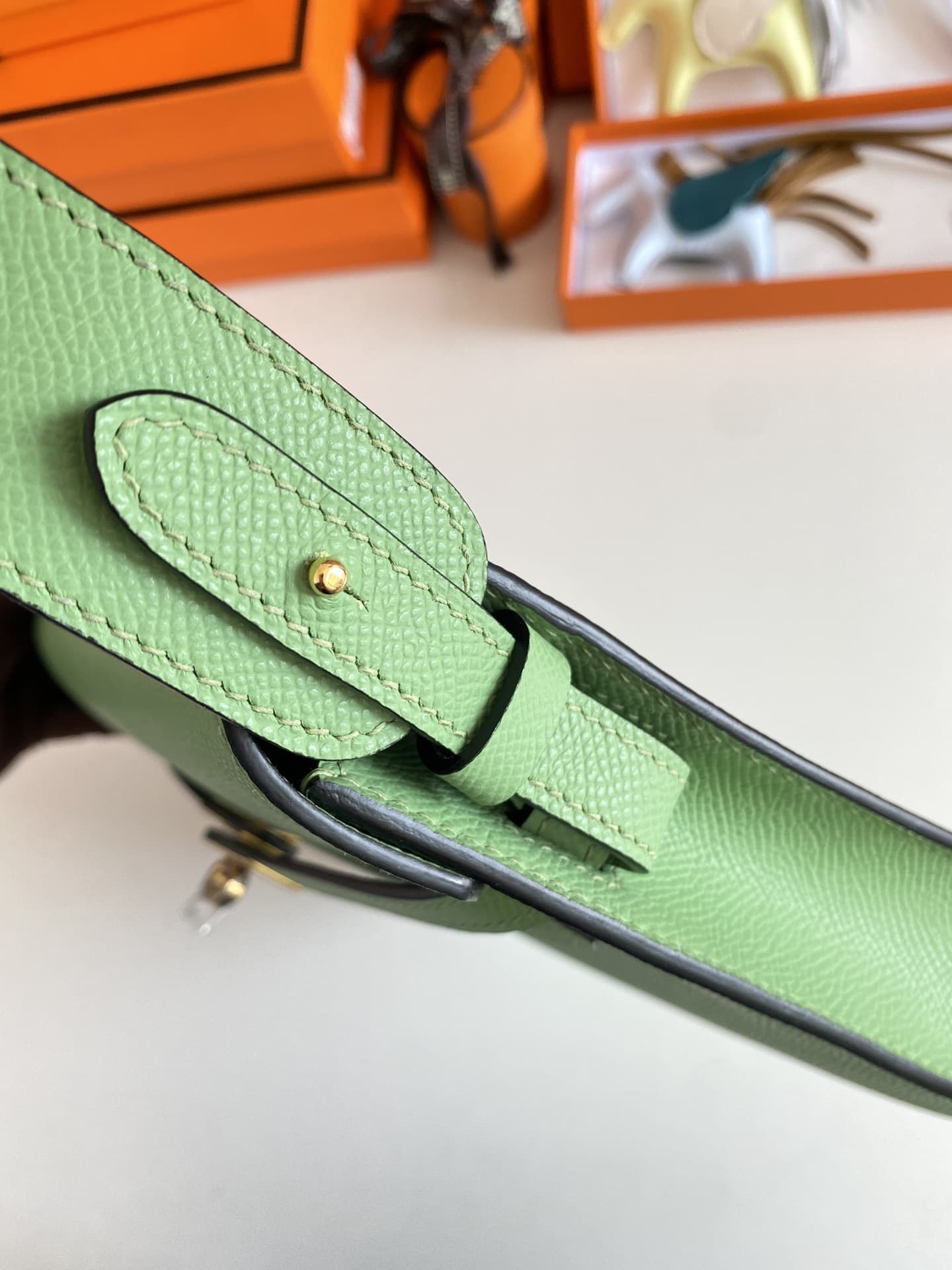 Hermes Kelly Depeches 25 Pouch Epsom Leather Vert Criquet WAX High