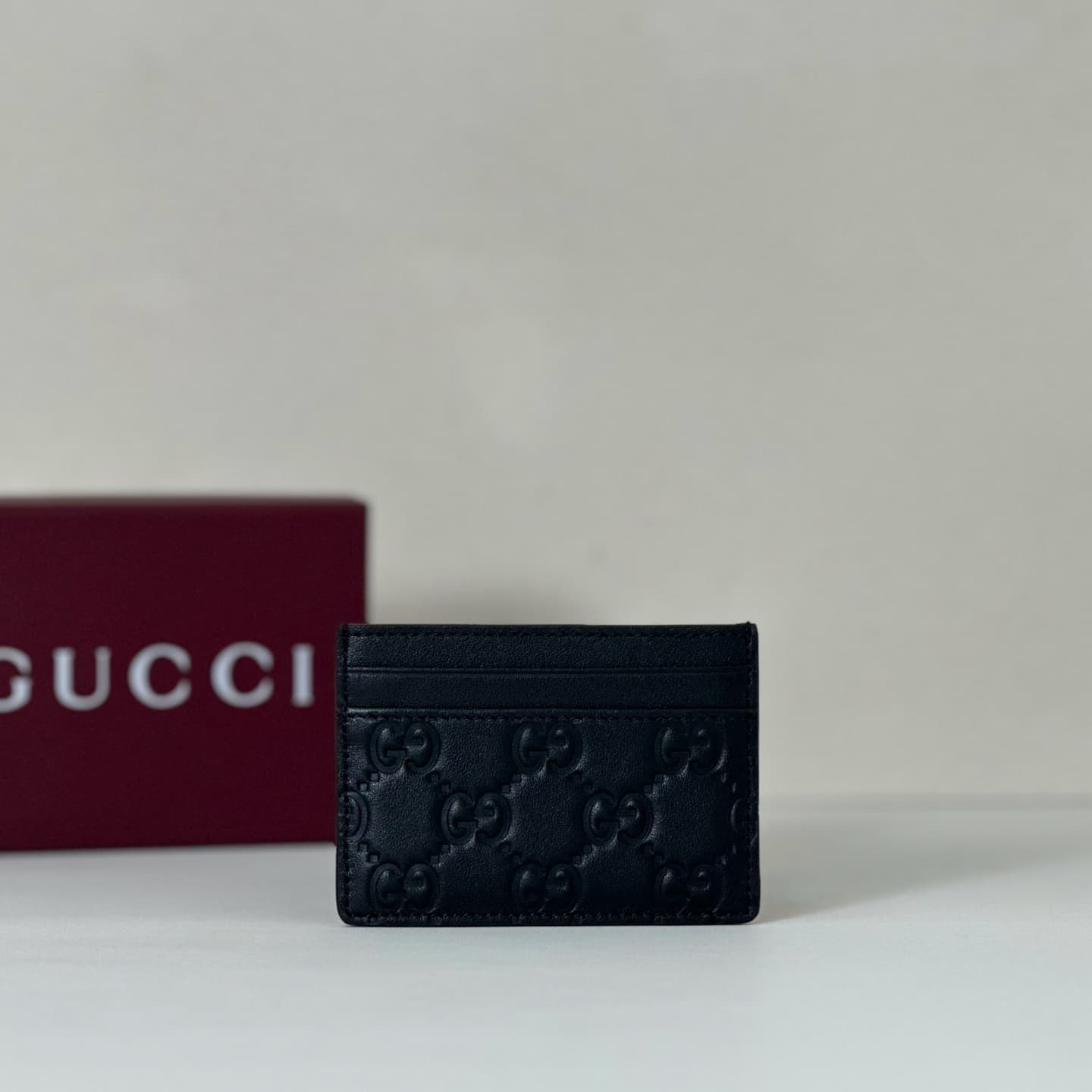 Gucci GG Emblem card case Black 847204 High