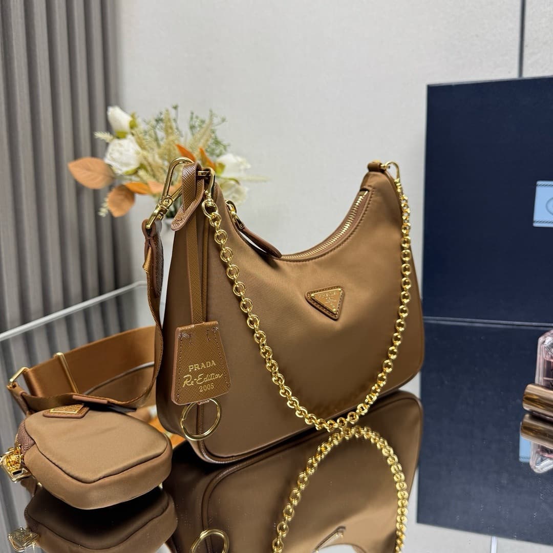Prada Re-Edition 2005 Nylon bag 1BH204 Camel High