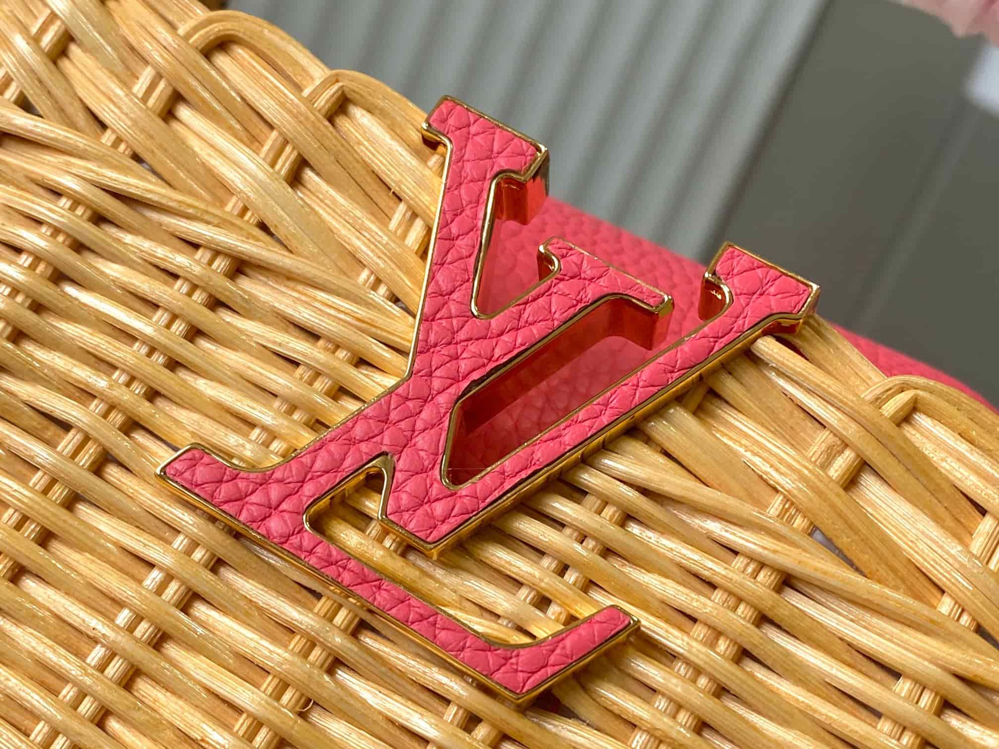 Louis Vuitton Capucines Mini Rattan and cowhide leather M26005 Pink Top