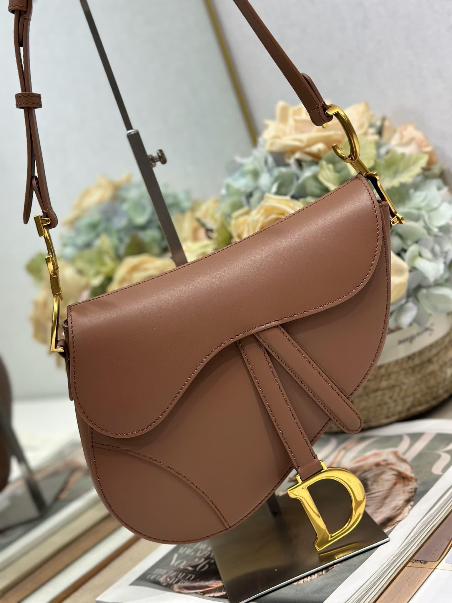 Mini SADDLE BAG Calfskin Brown High