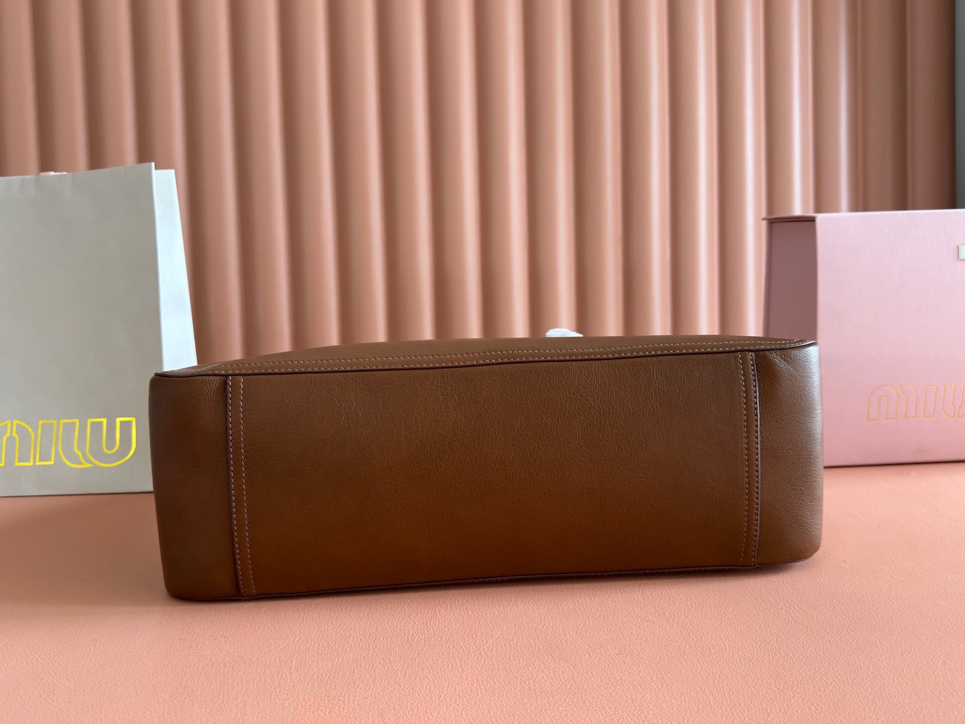 Miu Miu Vivant nappa leather bag Caramel 5BB196 TOP