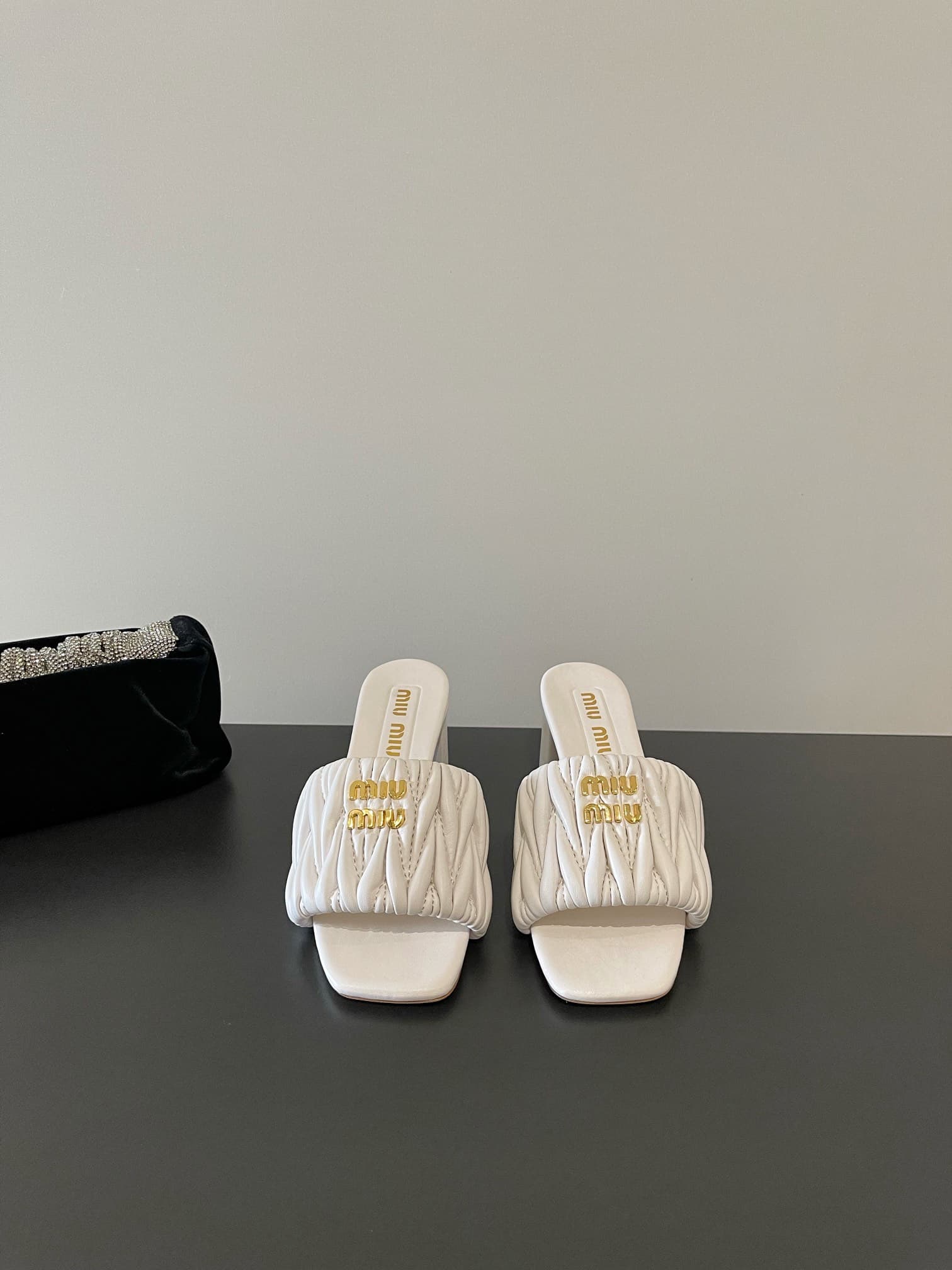 Miu Miu Matelasse Nappa Leather Slides Shoes Women