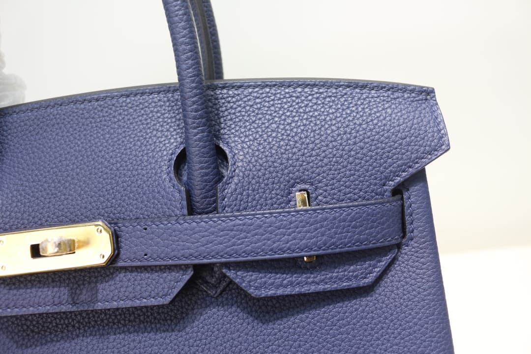 Hermes Birkin 25/30/35cm Bag Togo Leather In Blue Saphir WAX High