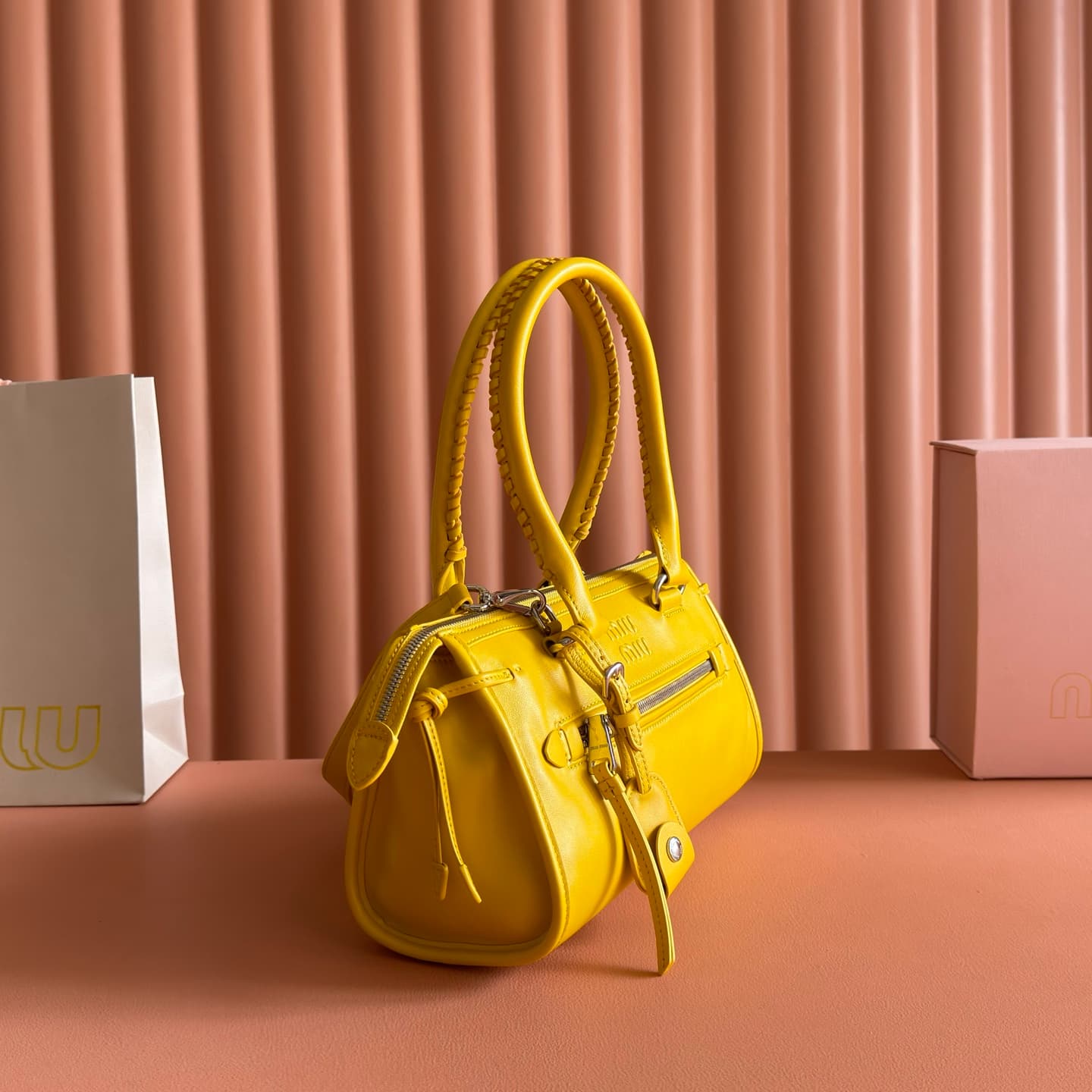 Miu Miu Arcadie bag Smooth Leather 5BA332 Yellow TOP