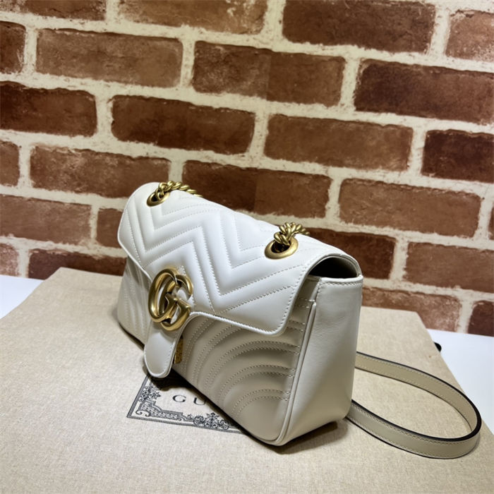 GG Marmont small matelassé shoulder bag 443497 white High