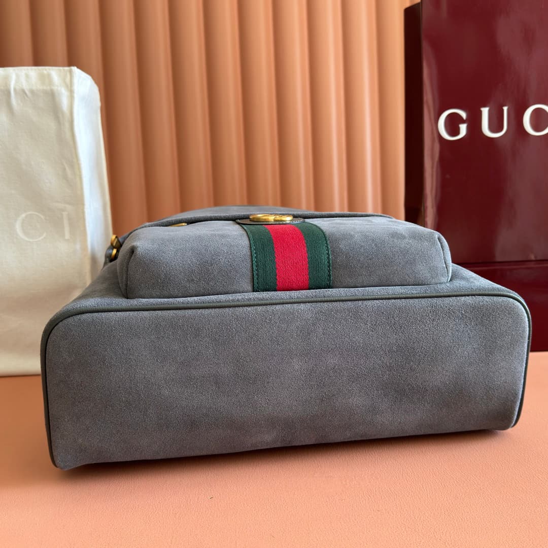 Gucci Ophidia Medium Backpack Grey Lightweight Soft Suede 834466 High