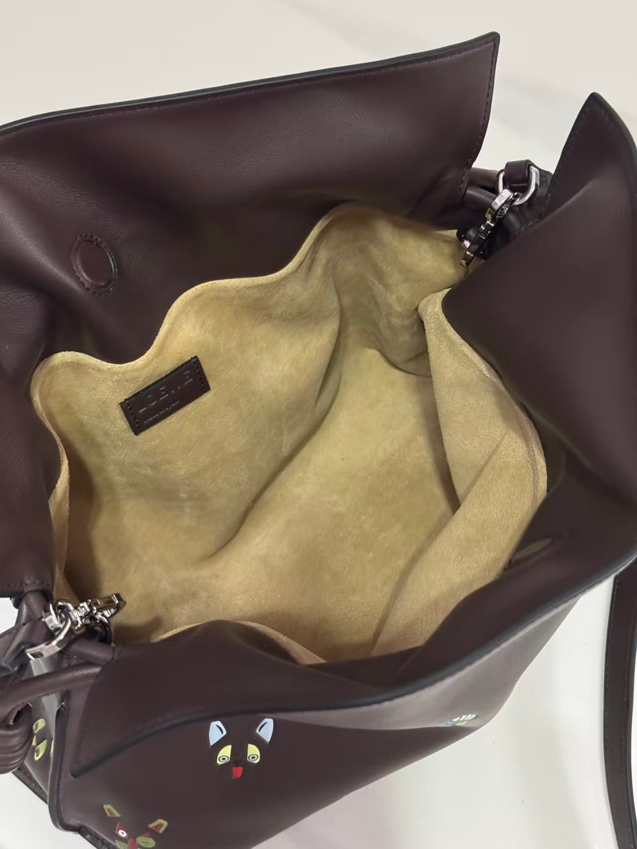 LOEWE Cats Medium Flamenco Clutch in Nappa Calfskin Brown High