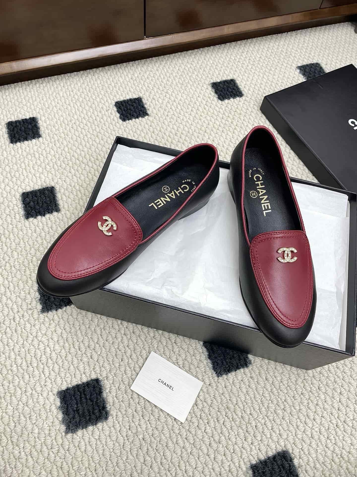 Chanel Lambskin CC Mocassin Loafers shoes Women
