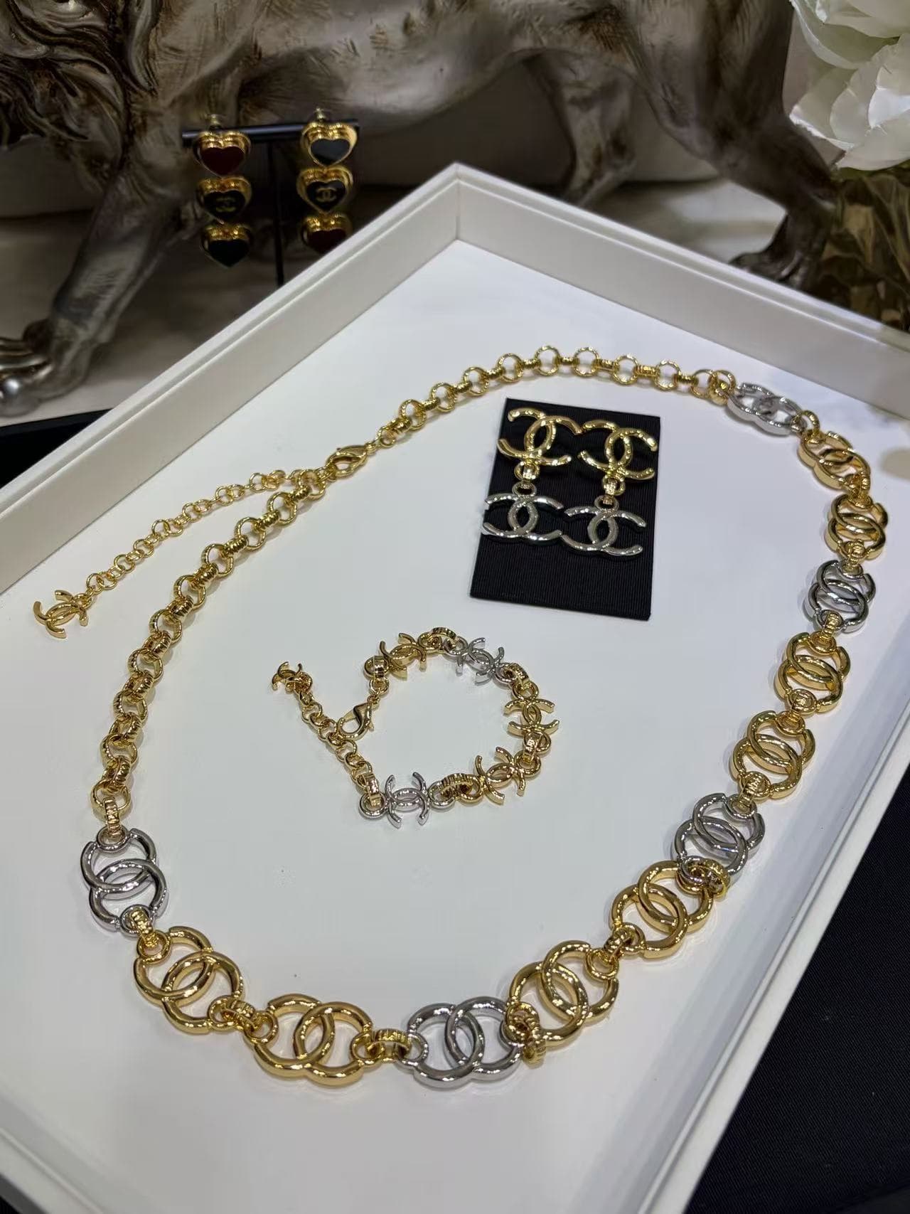 Chanel Chain Belt Gold & Silver Metal High