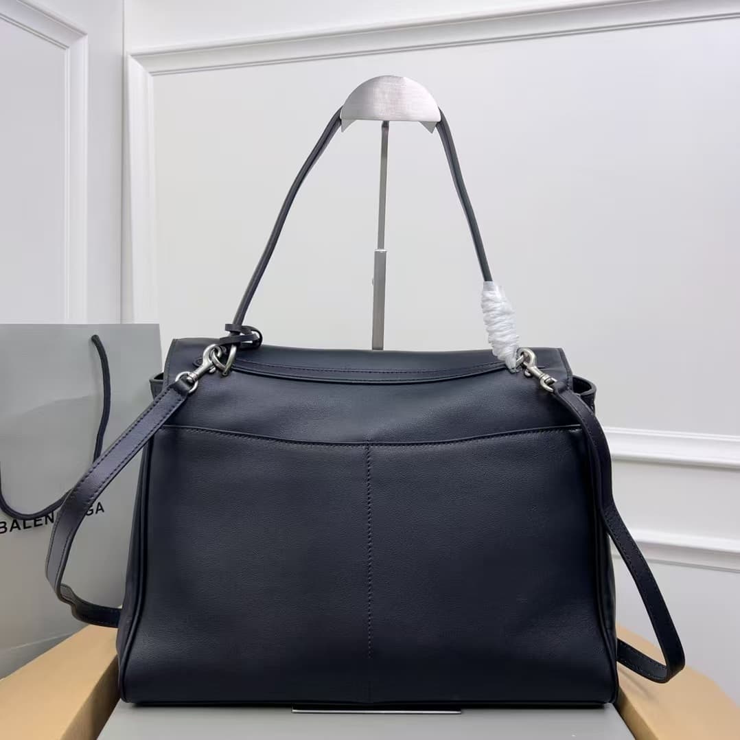 Balenciaga Rodeo Medium Bag in Black Leather With Silver-Tone Metal High