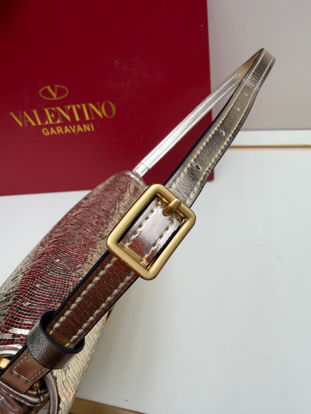 Valentino Garavani Devain Small Nappa Sequins Shoulder Bag Gold High