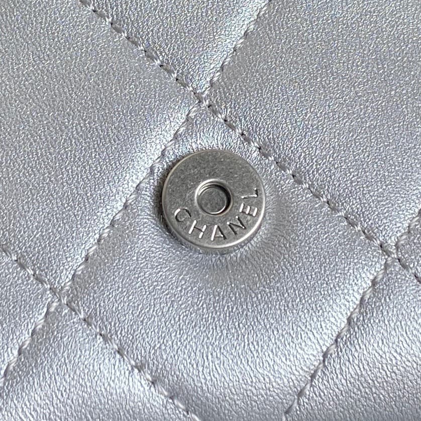 Chanel Trendy Pockets Hobo Bag Lambskin & Silver Metal Silver AS5302 A