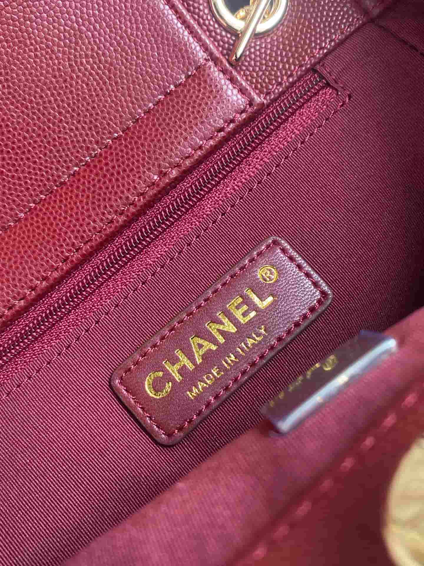 Chanel Tote Bag Grained Calfskin&Gold-Tone Metal Claret AS6025 High