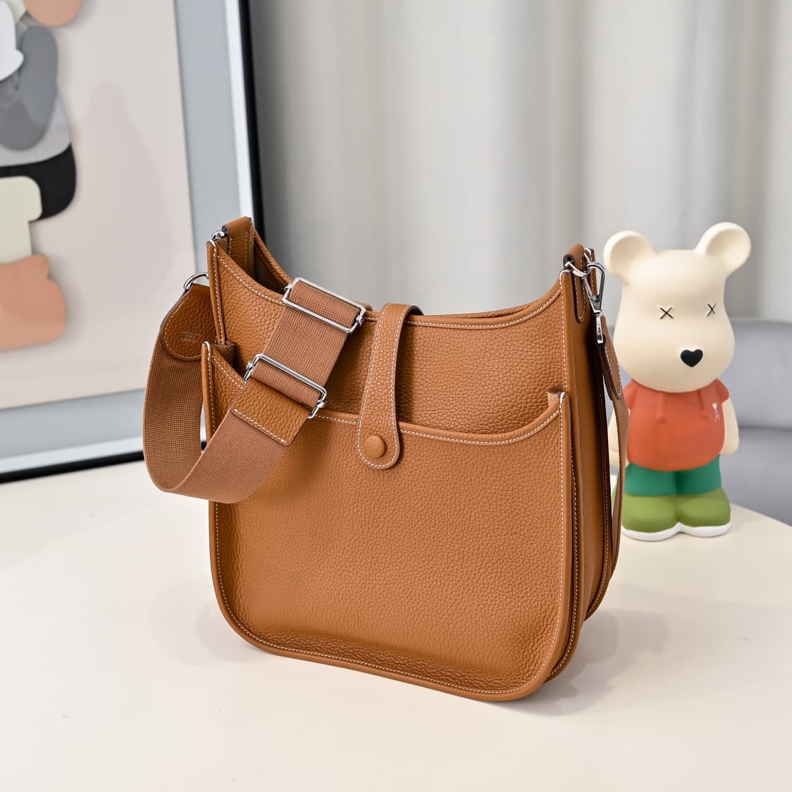 Hermes Evelyne III PM Bag Clemence Leather In Tan High