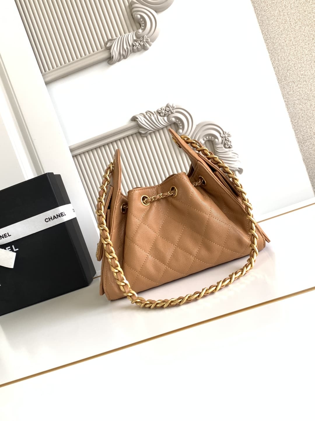 Chanel 25 Mini Hobo handbag AS5631 Grained calfskin & gold-tone metal Brown A