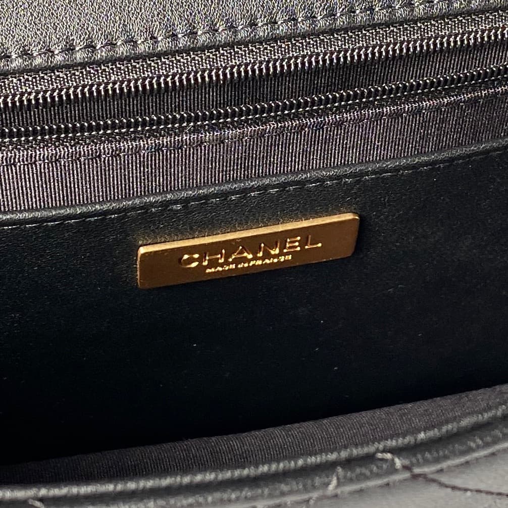 Chanel Flap Bag Calfskin Leather & Gold-Tone Metal Black AS5907 A